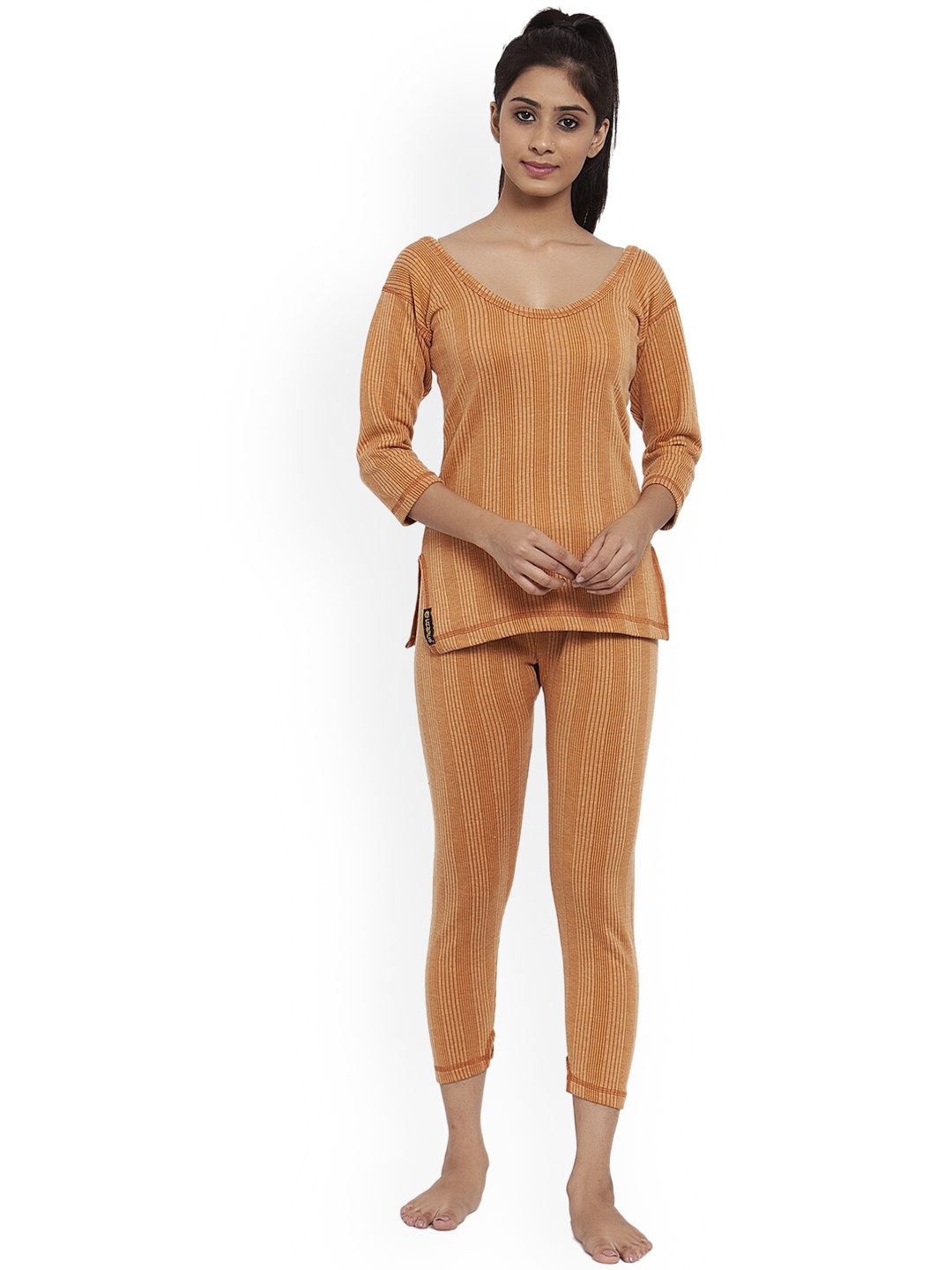 

UZARUS Women Self-Design Cotton Thermal Set, Brown