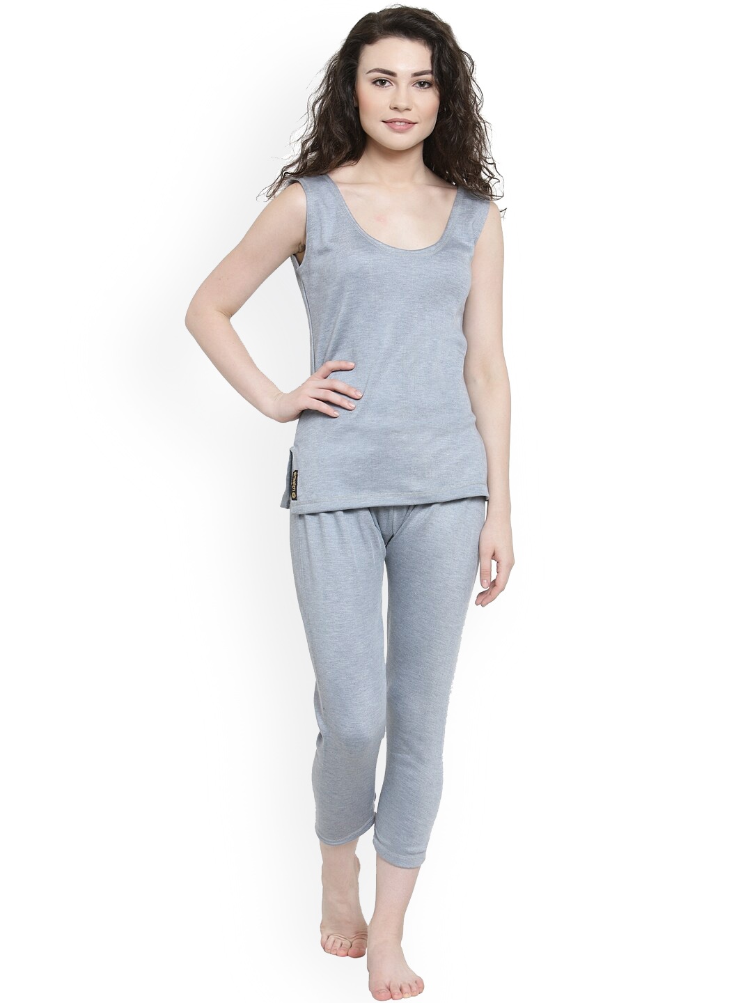 

UZARUS Round Neck Sleeveless Cotton Top & Capri, Blue