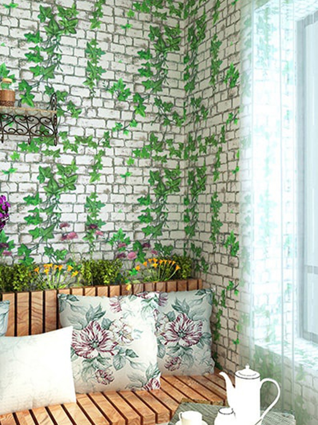 

KAAF Green & White Leafy Printed Self Adhesive Wallpaper
