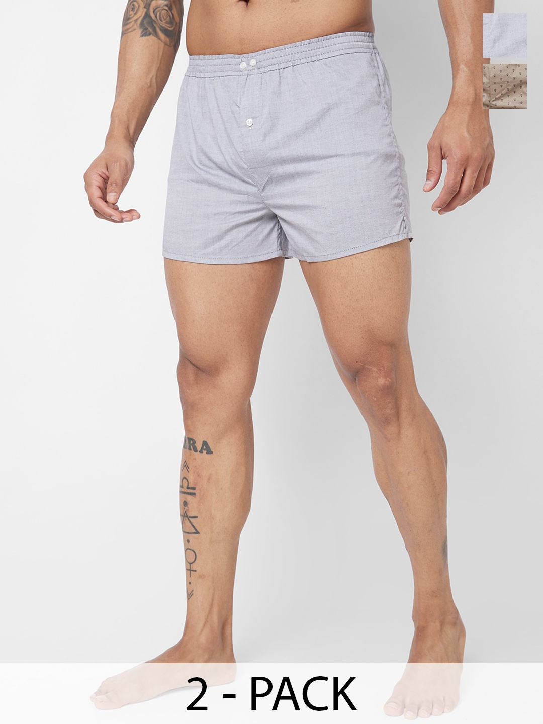 

VASTRADO Pack of 2 Pure Cotton Boxers MB3496A, Grey