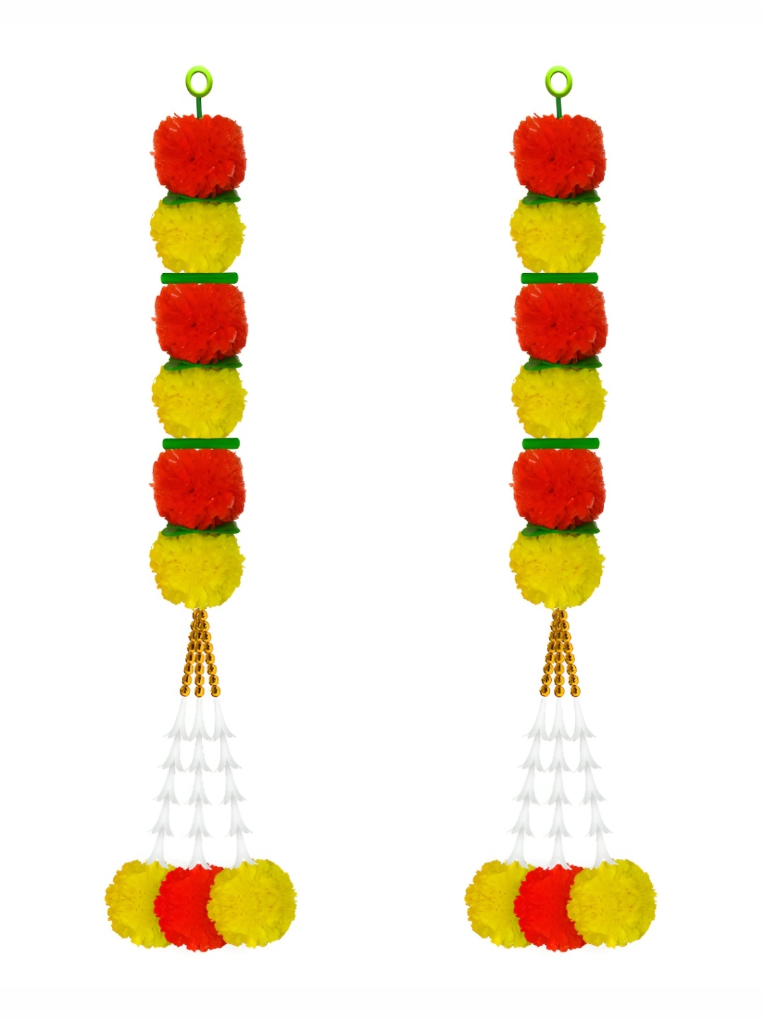 

iHandikart Orange& Yellow 2-Pcs Hanging Marigold Artificial Flower