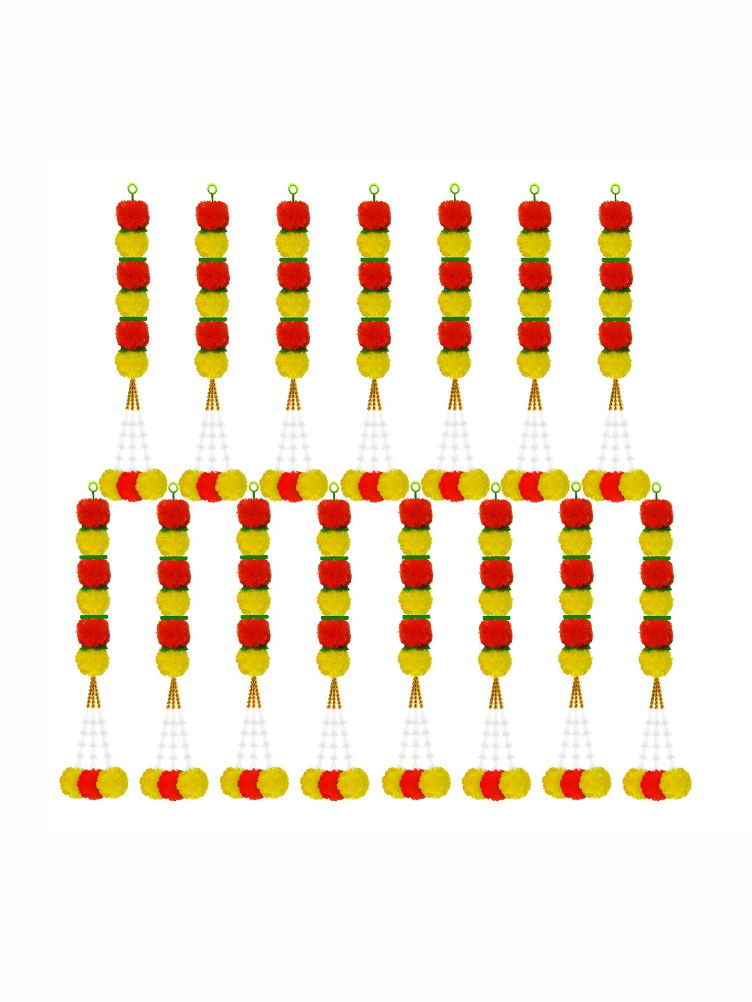 

iHandikart Orange& Yellow 15-Pcs Hanging Marigold Artificial Flower