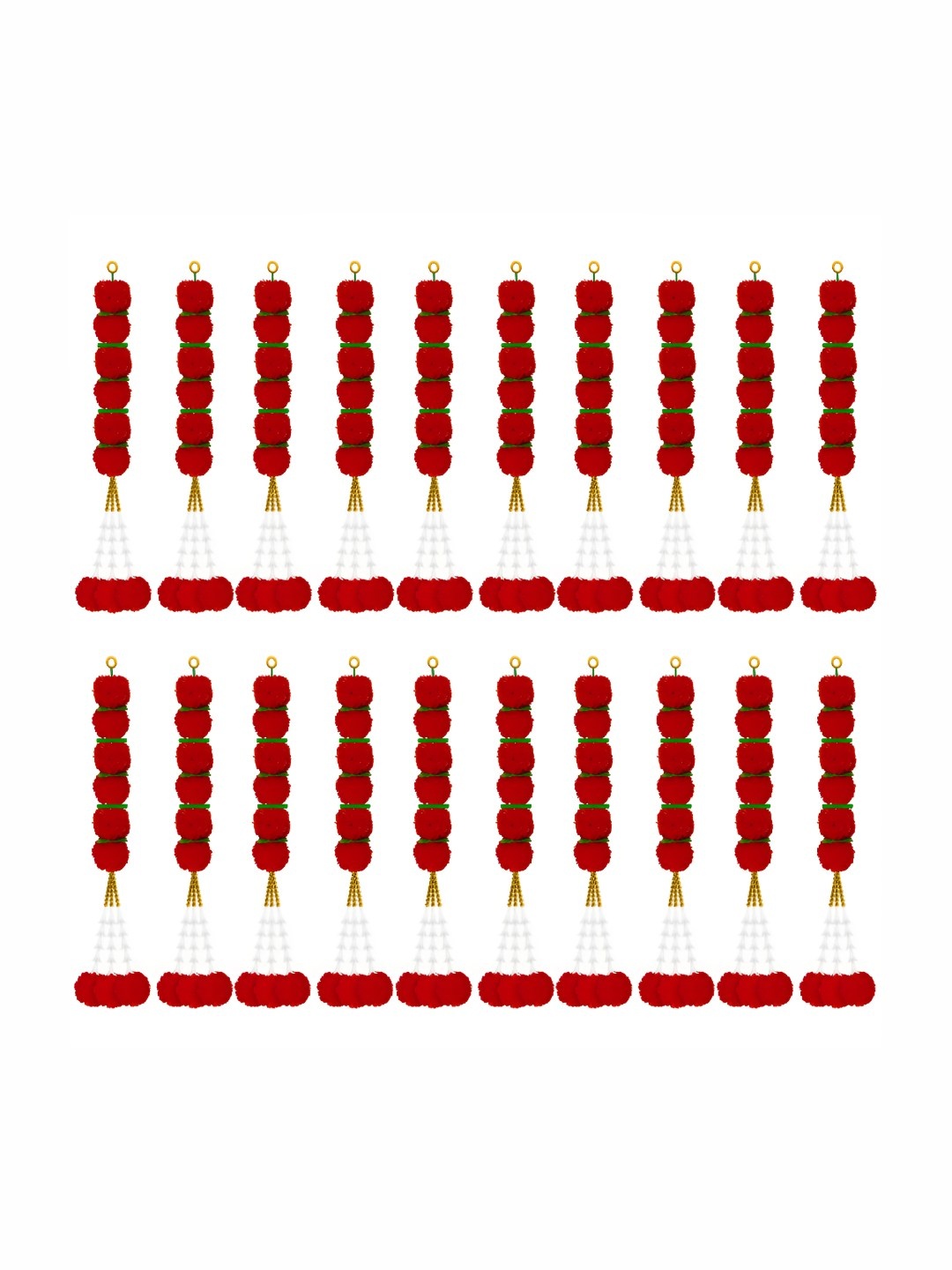 

iHandikart Red& White 20-Pcs Hanging Marigold Artificial Flower