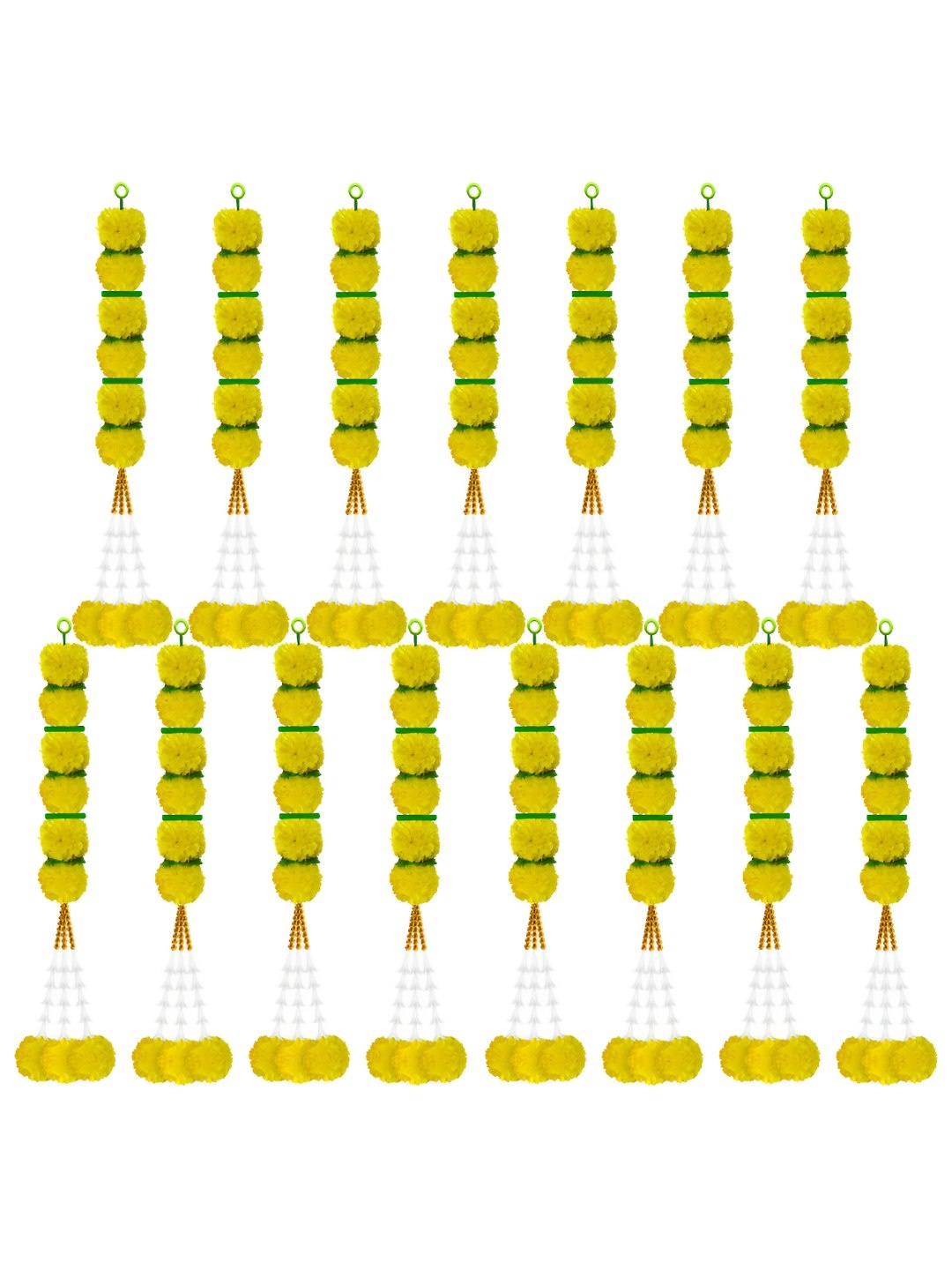 

iHandikart Yellow& White15-Pcs Hanging Marigold Artificial Flower