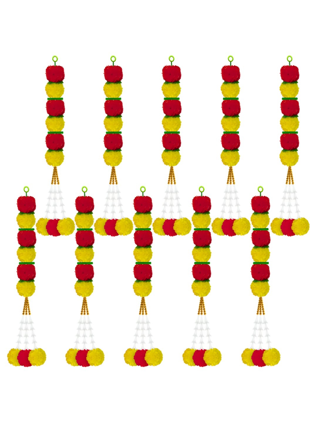 

iHandikart Red & Yellow 10-Pcs Hanging Marigold Artificial Flower