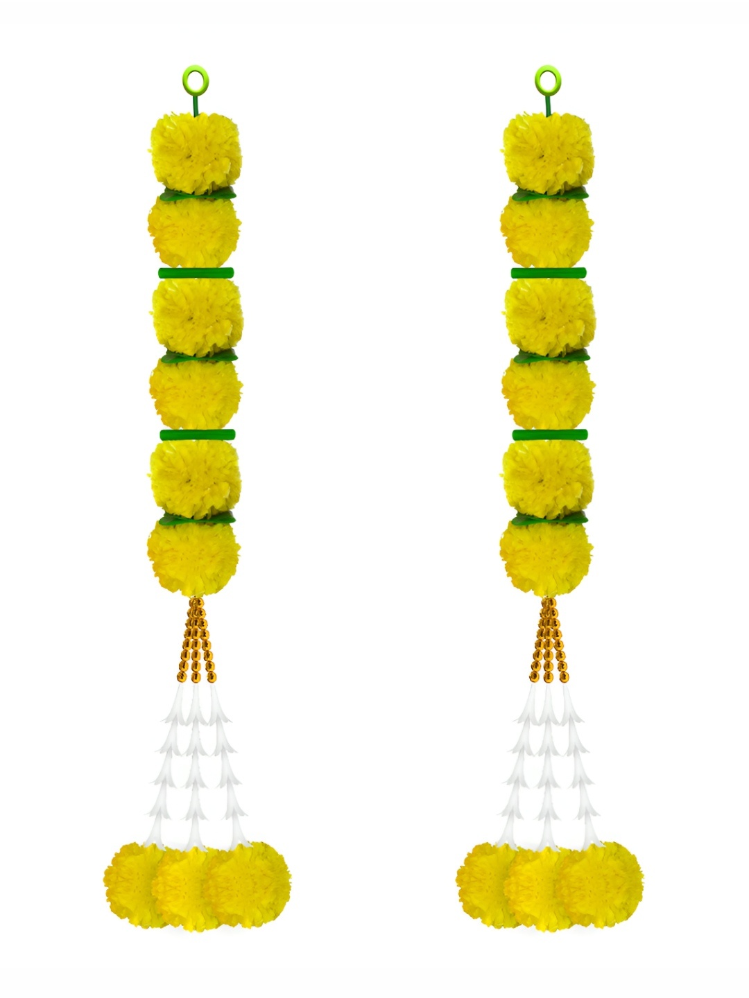 

iHandikart Yellow& Green 2-Pcs Hanging Marigold Artificial Flower