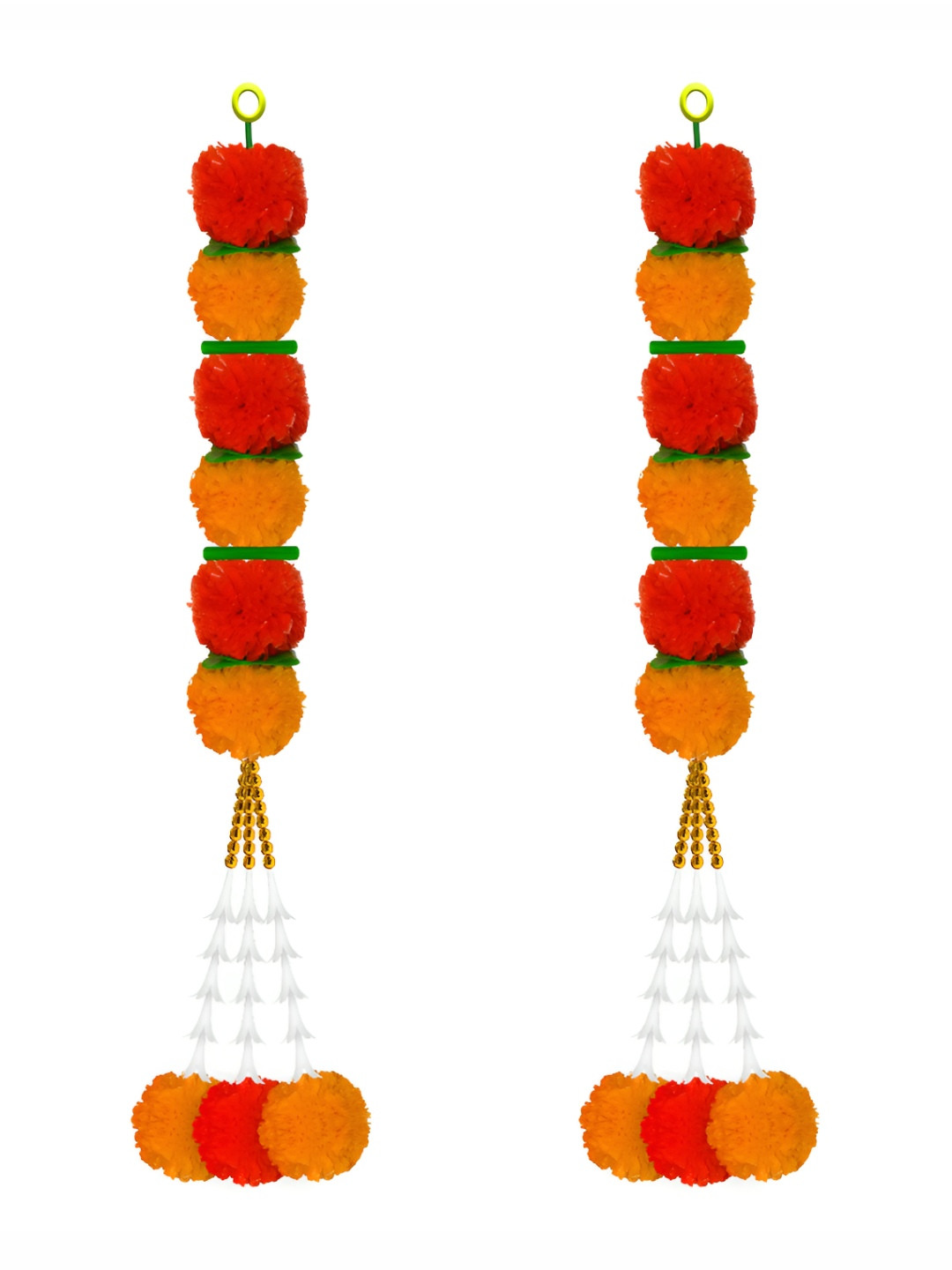 

iHandikart Orange& Yellow 2-Pcs Hanging Marigold Artificial Flower
