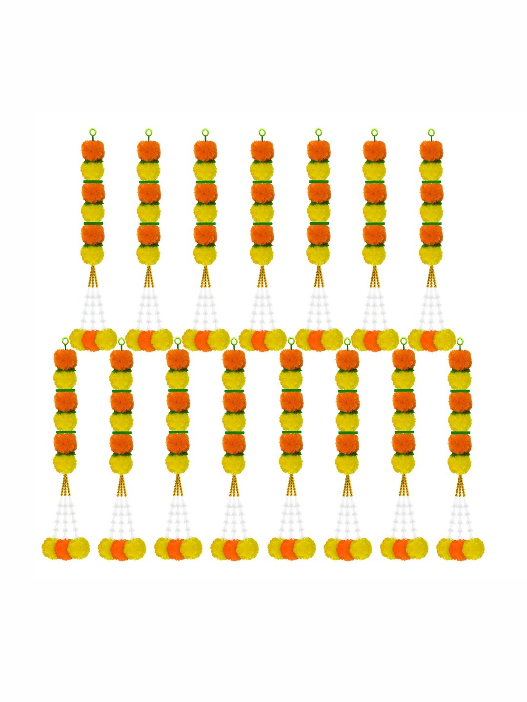 

iHandikart Orange & Yellow 15Pcs Hanging Marigold Artificial Flower