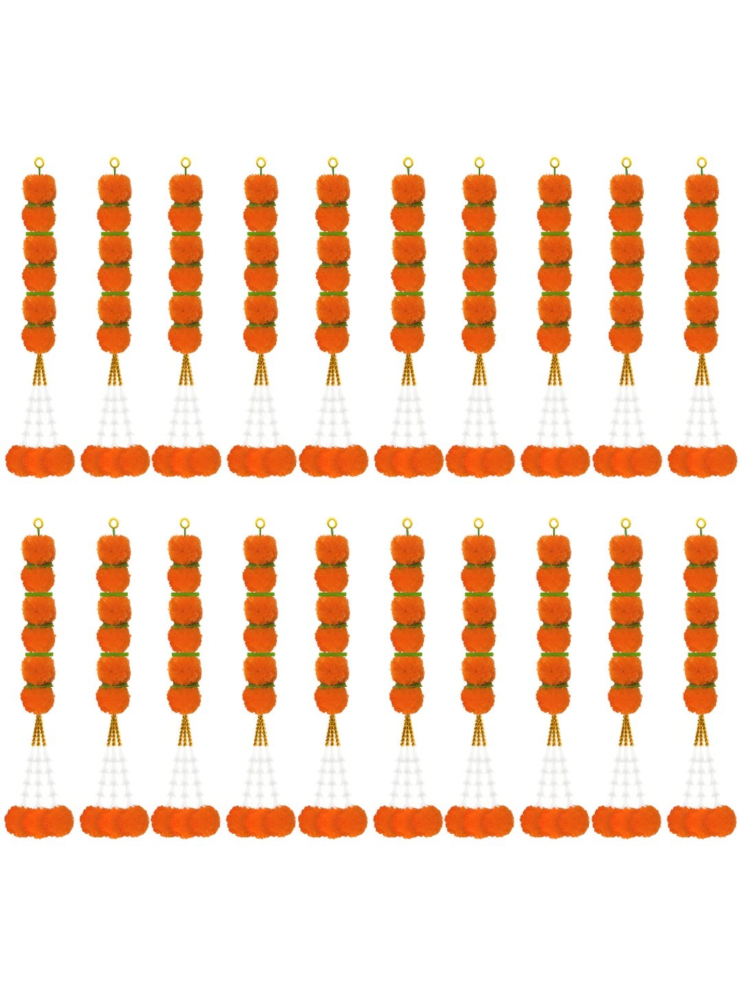 

iHandikart orange& Green 20-Pcs Hanging Marigold Artificial Flower