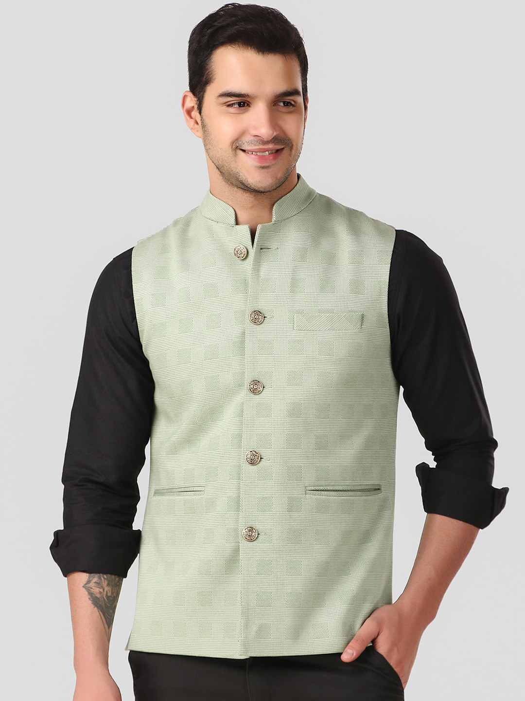 

YOUNG CLUB CLASSIC Men Green Woollen Varsity Jacket