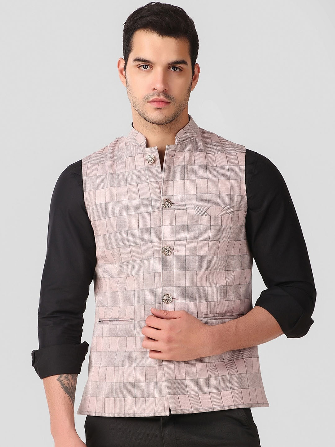 

YOUNG CLUB CLASSIC Men Pink Woollen Varsity Jacket