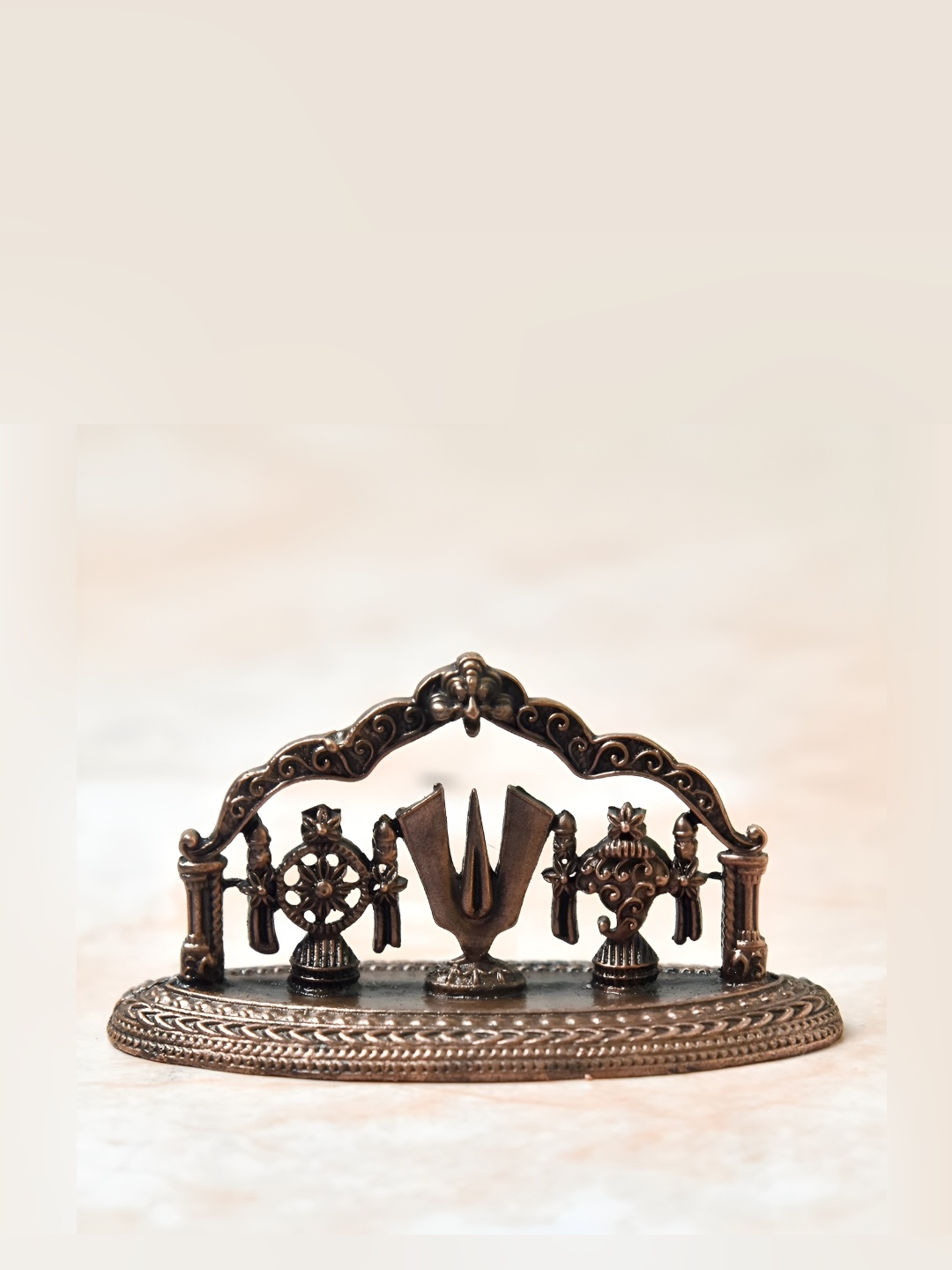 

Bhimonee Decor Copper Toned Religious Shanku Chakra Namah Showpiece