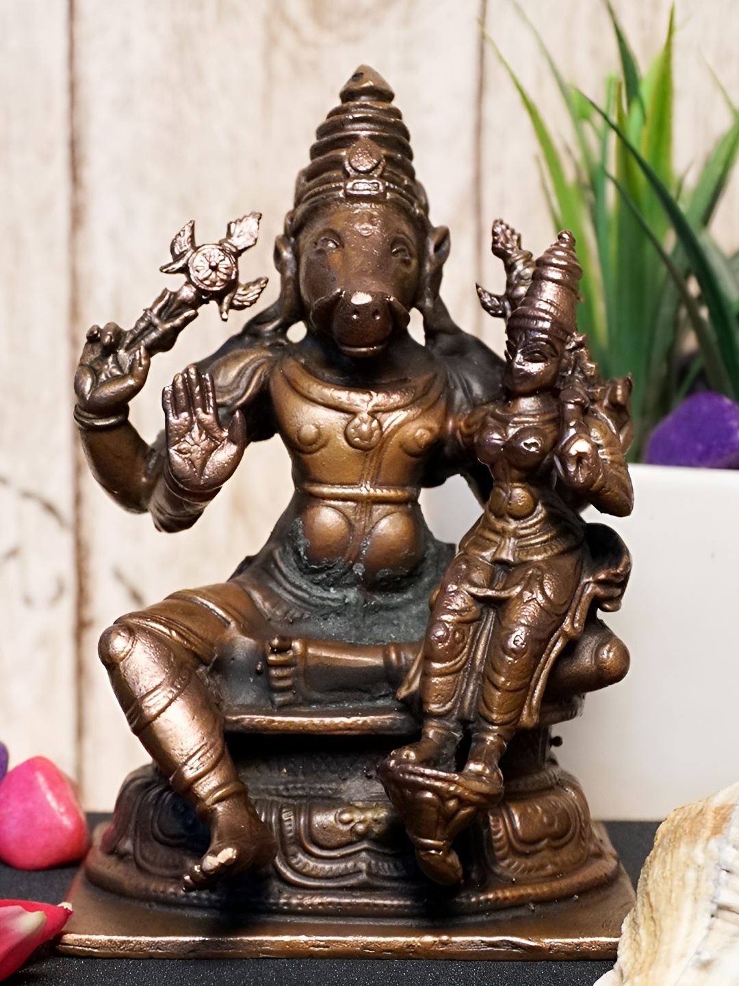 

Bhimonee Decor Copper Toned Varaha Lakshmi Idol Showpiece