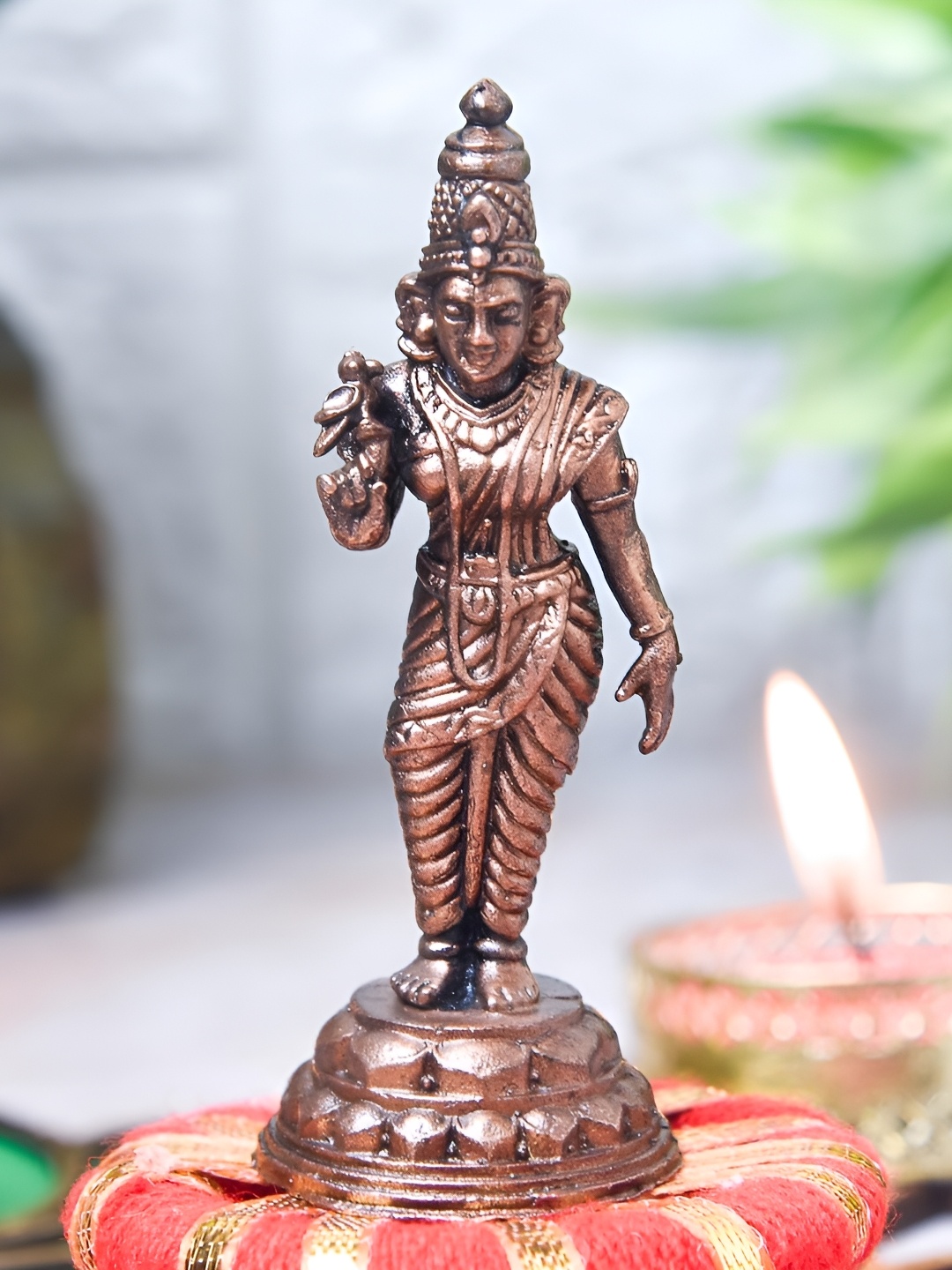 

Bhimonee Decor Copper-Toned &Brown Meenakshi Devi Idol Showpiece