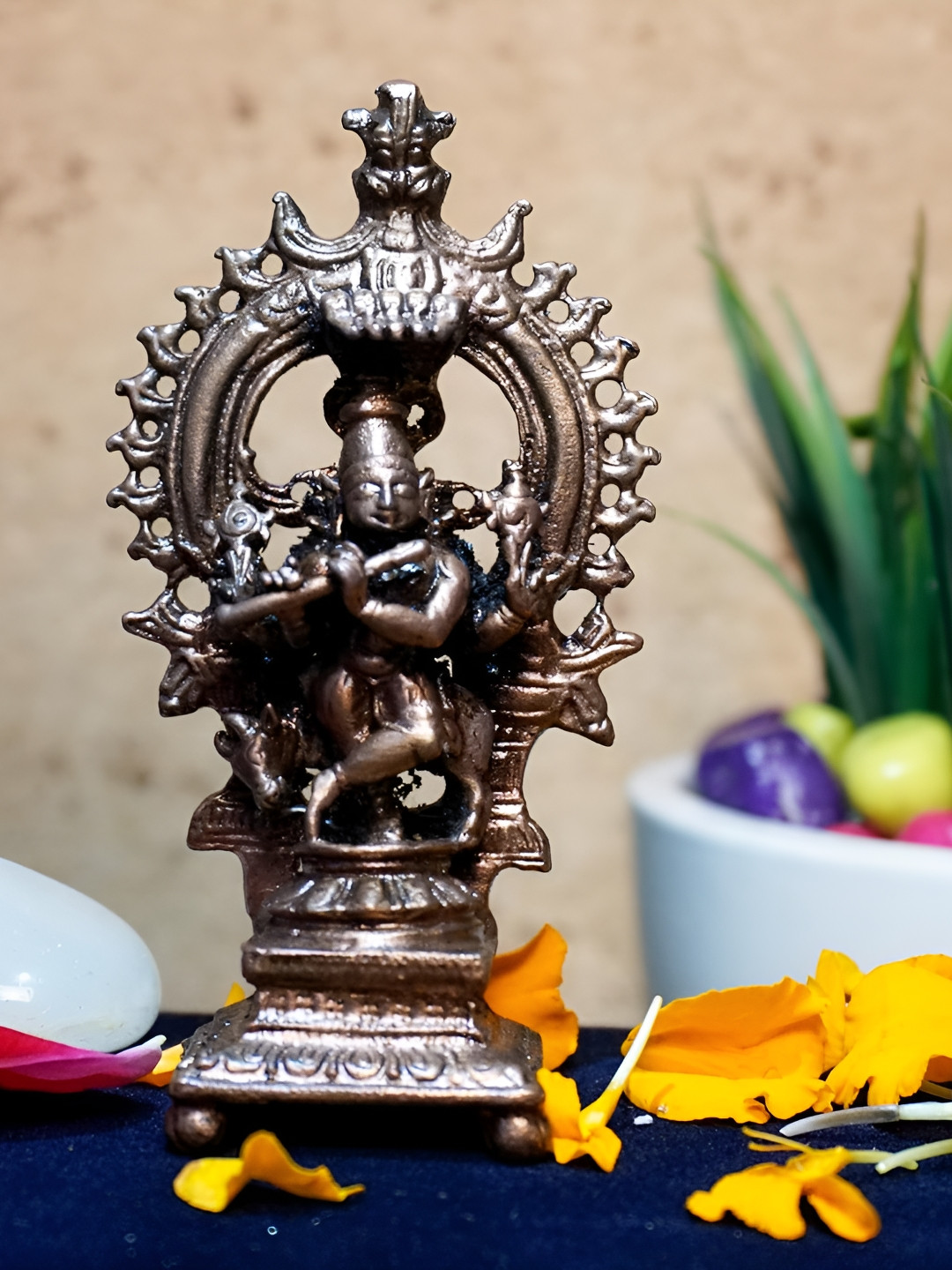 

Bhimonee Decor Copper-Toned &Brown Krishna Idol Showpiece
