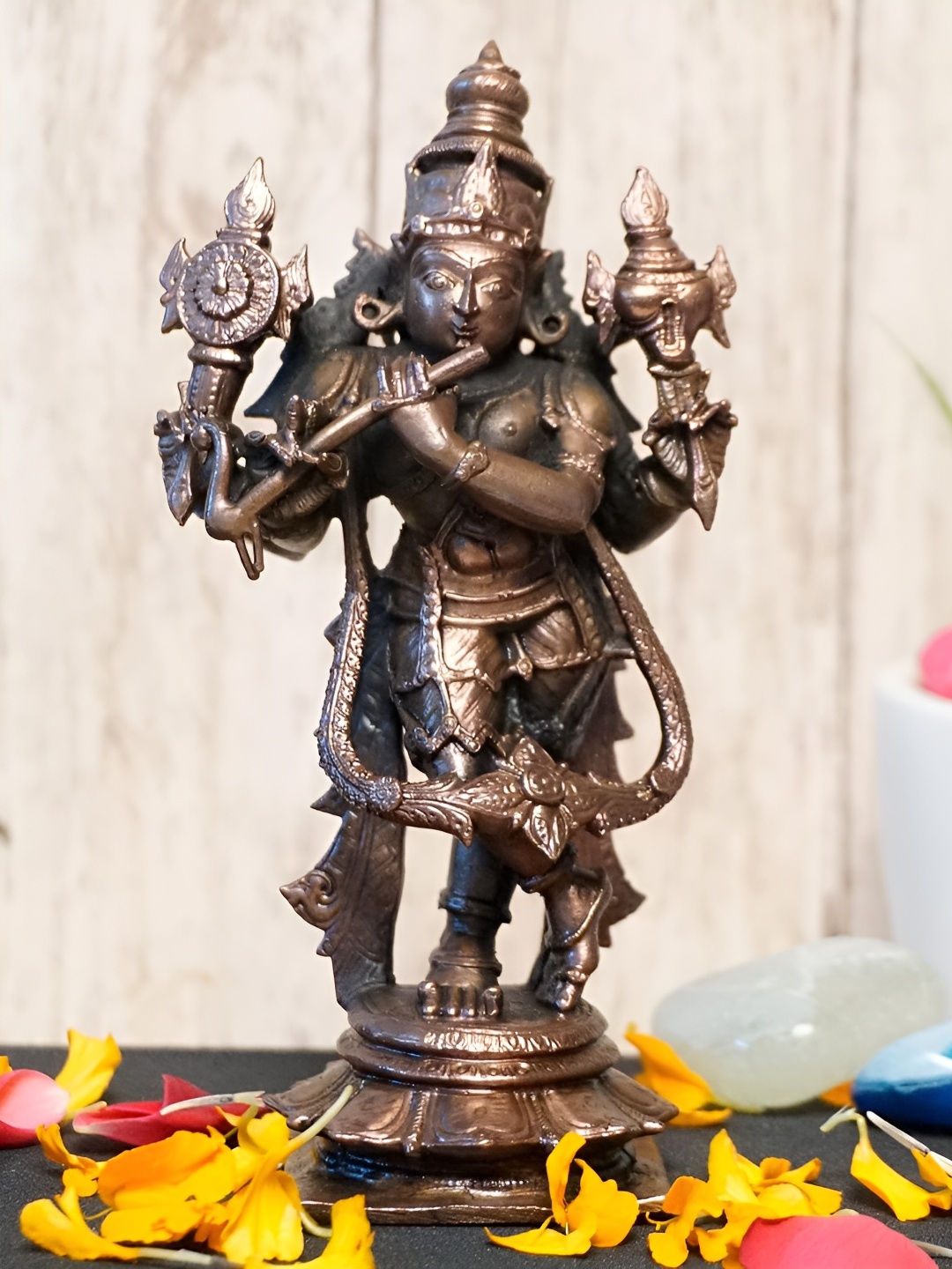 

Bhimonee Decor Copper-Toned &Brown Krishna Idol Showpiece