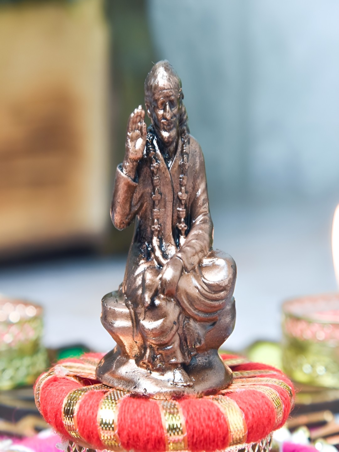 

Bhimonee Decor Copper-Toned& Brown SaiBaba Idol Showpiece