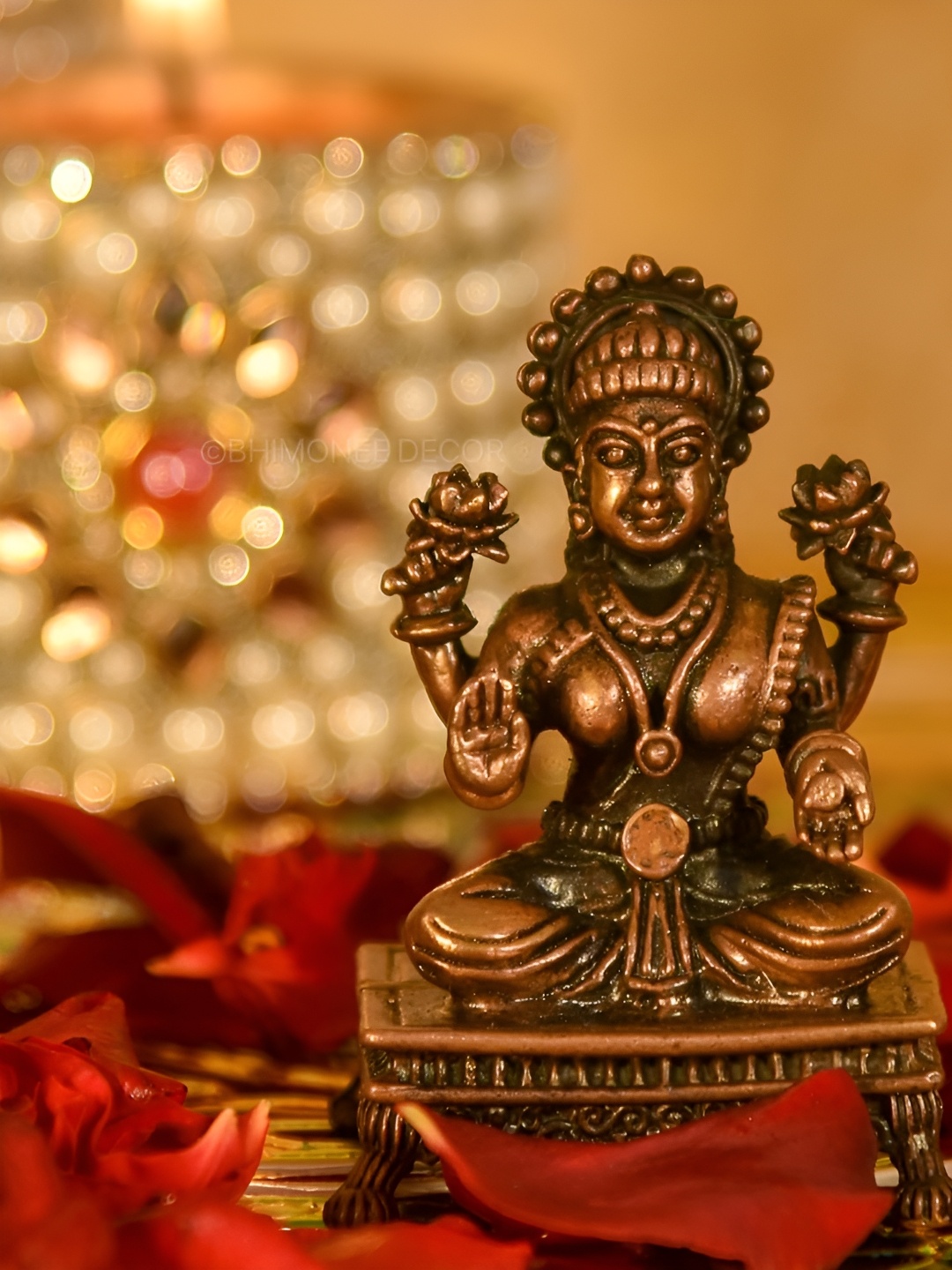 

Bhimonee Decor Copper-Toned& Brown Lakshmi Idol Showpiece