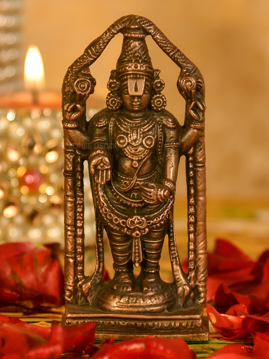 

Bhimonee Decor Copper-Toned& Brown Venkateswara Swamy Idol Showpiece