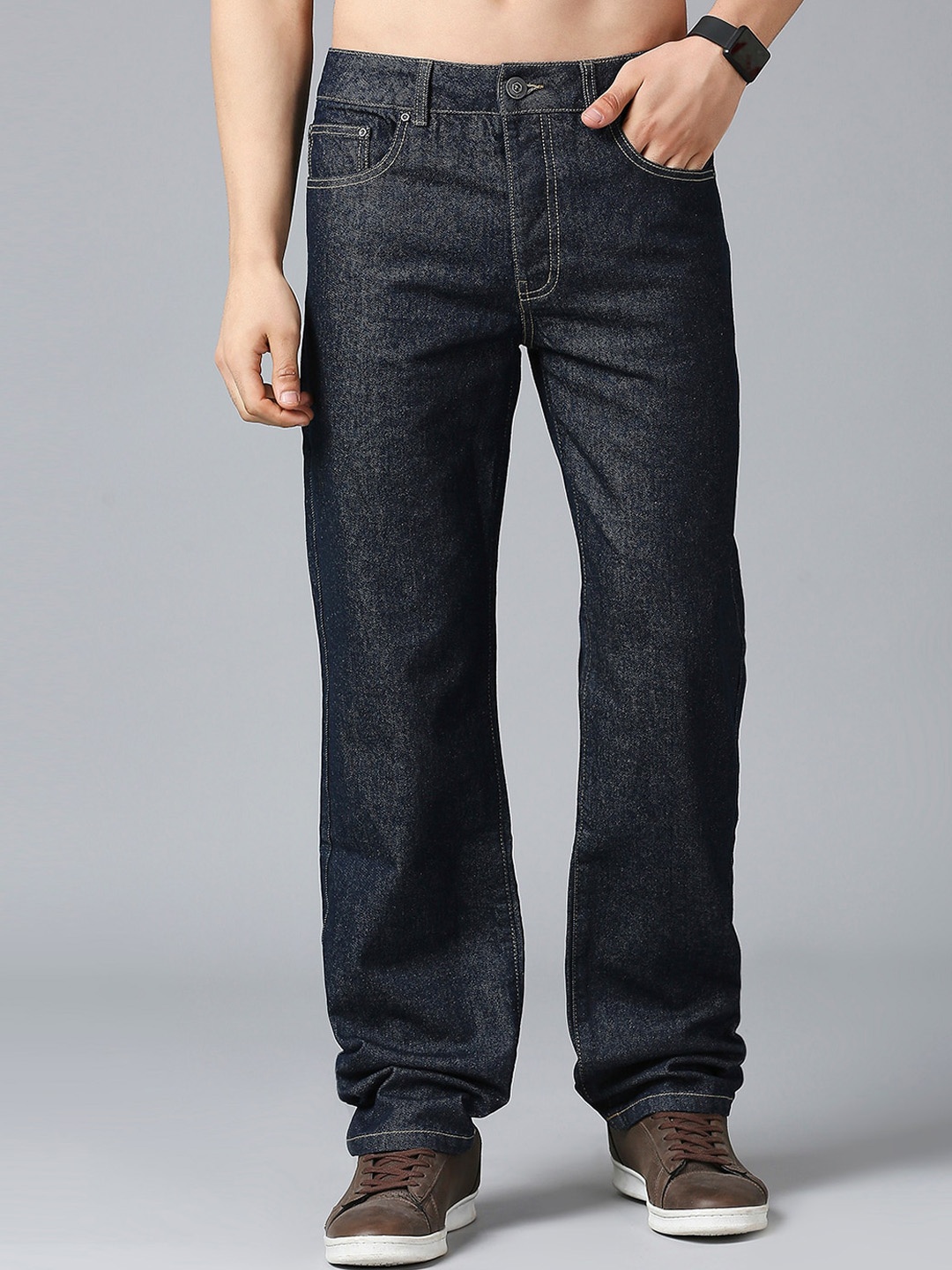 

Roadster Men Navy Blue Mid Rise Tapered Fit Clean Look Cotton Jeans