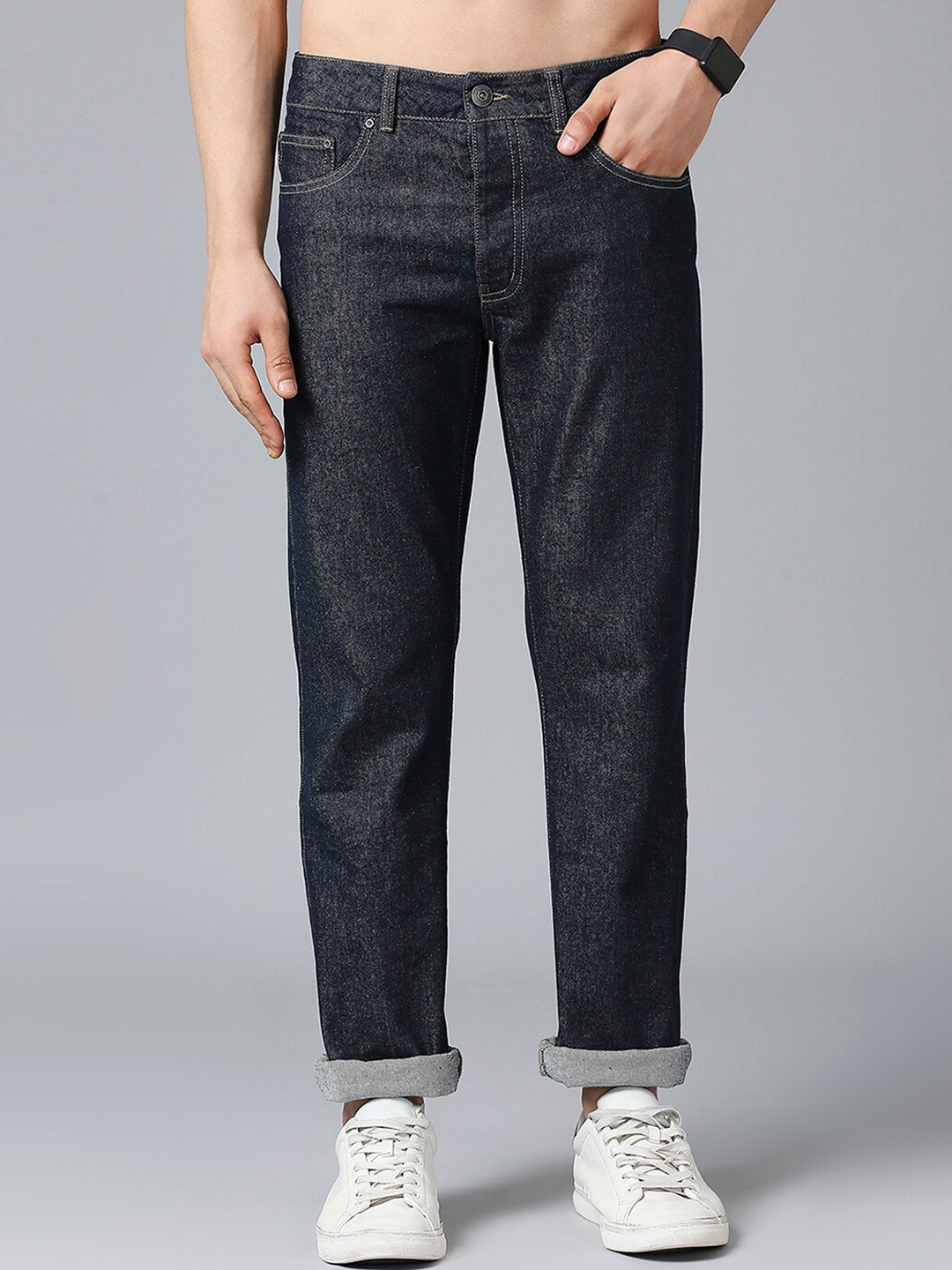 

Roadster Men Navy Blue Mid Rise Straight-Fit Clean Look Cotton Jeans