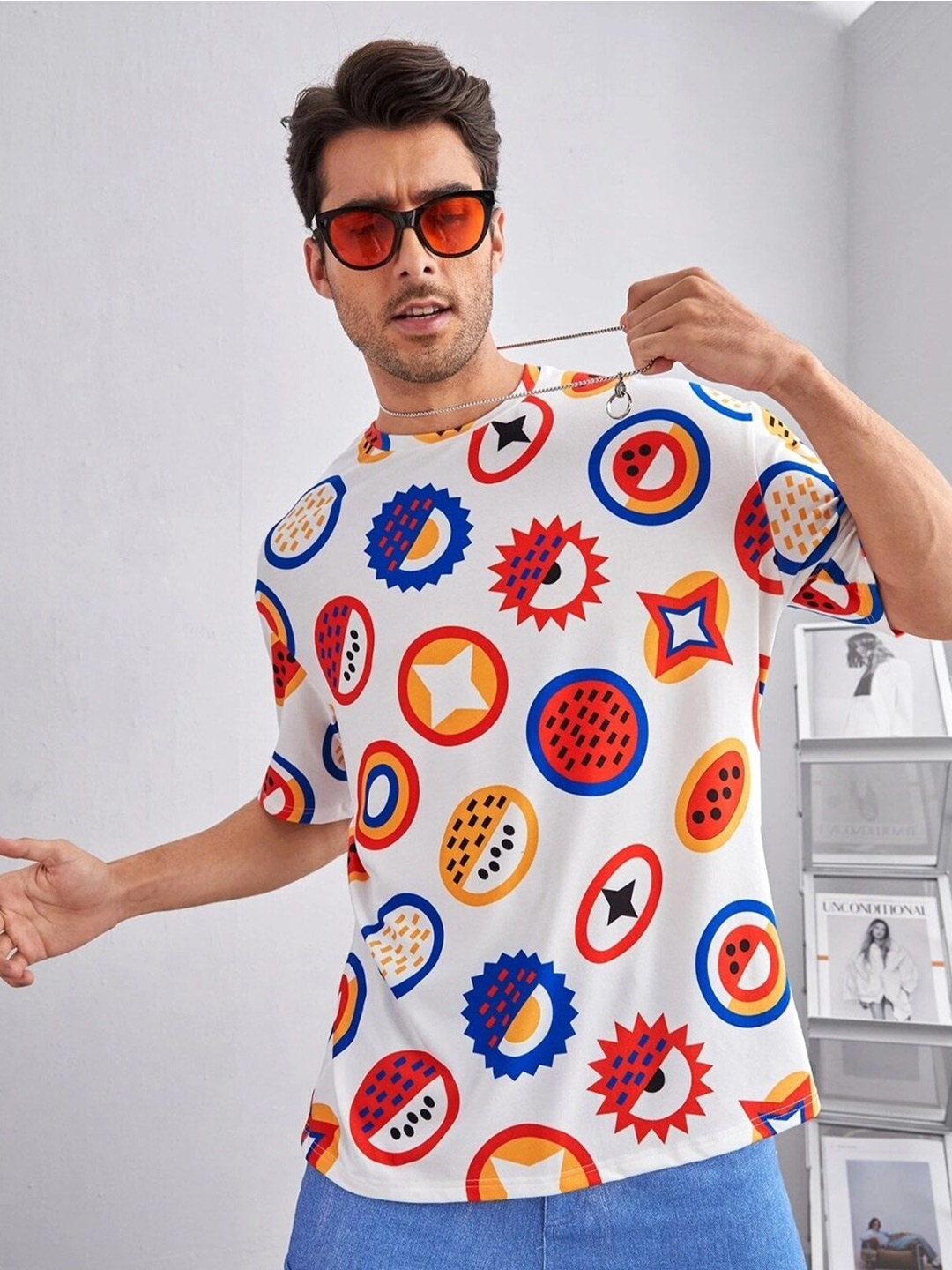

GRECIILOOKS Graphic Printed Short Sleeves Cotton T-shirt, White