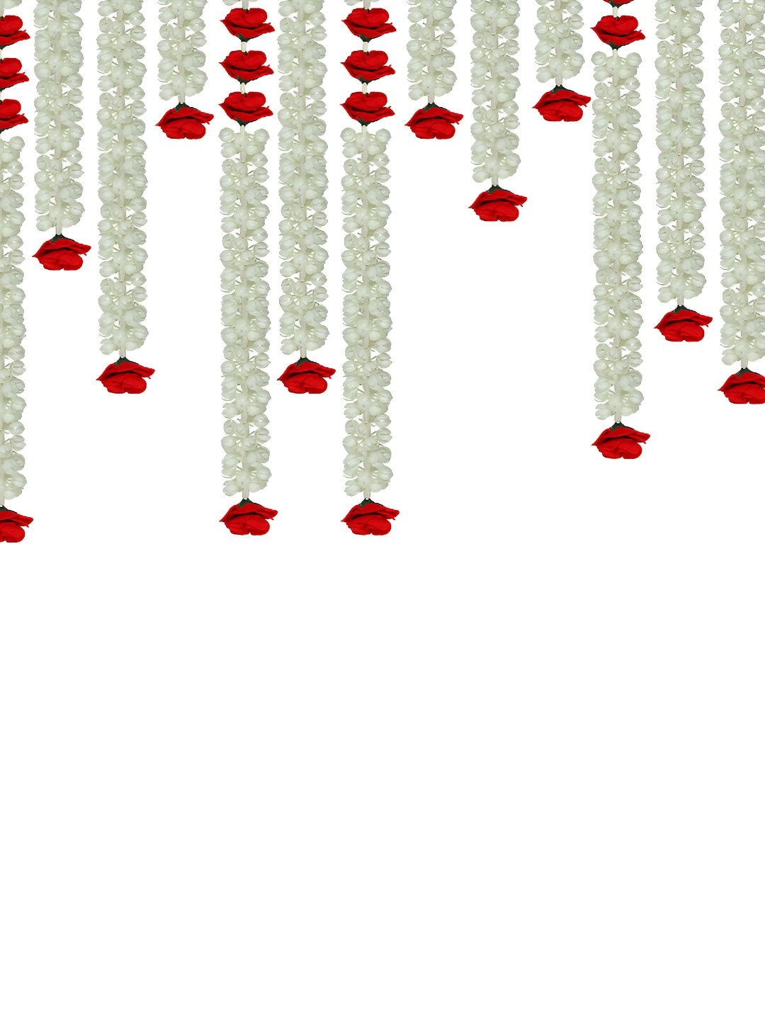 

iHandikart Red White 5 Pieces Hanging Jasmine With Rose Garland Artificial Flower