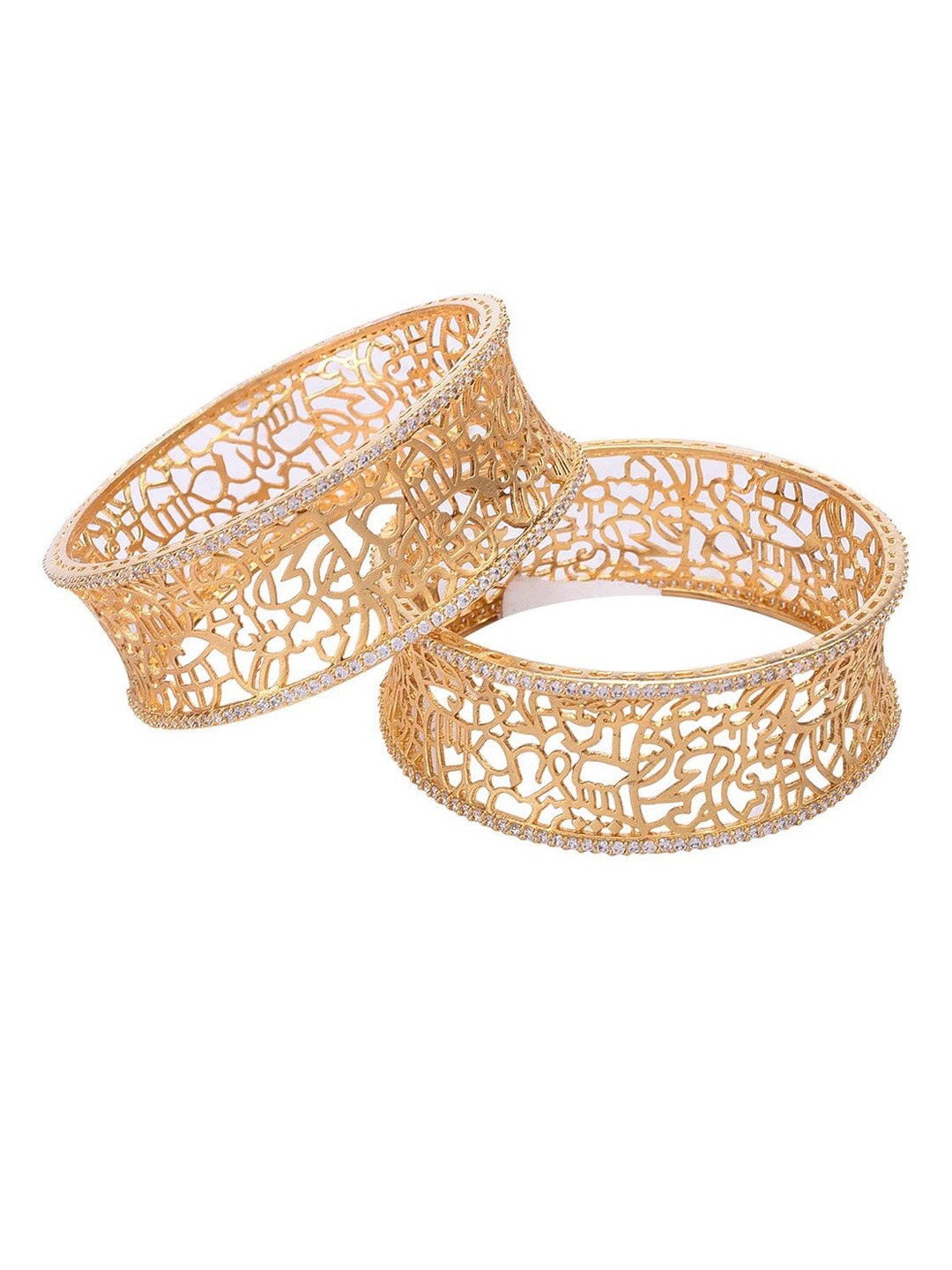 

RATNAVALI JEWELS Set Of 2 Gold-Plated AD-Studded Bangles