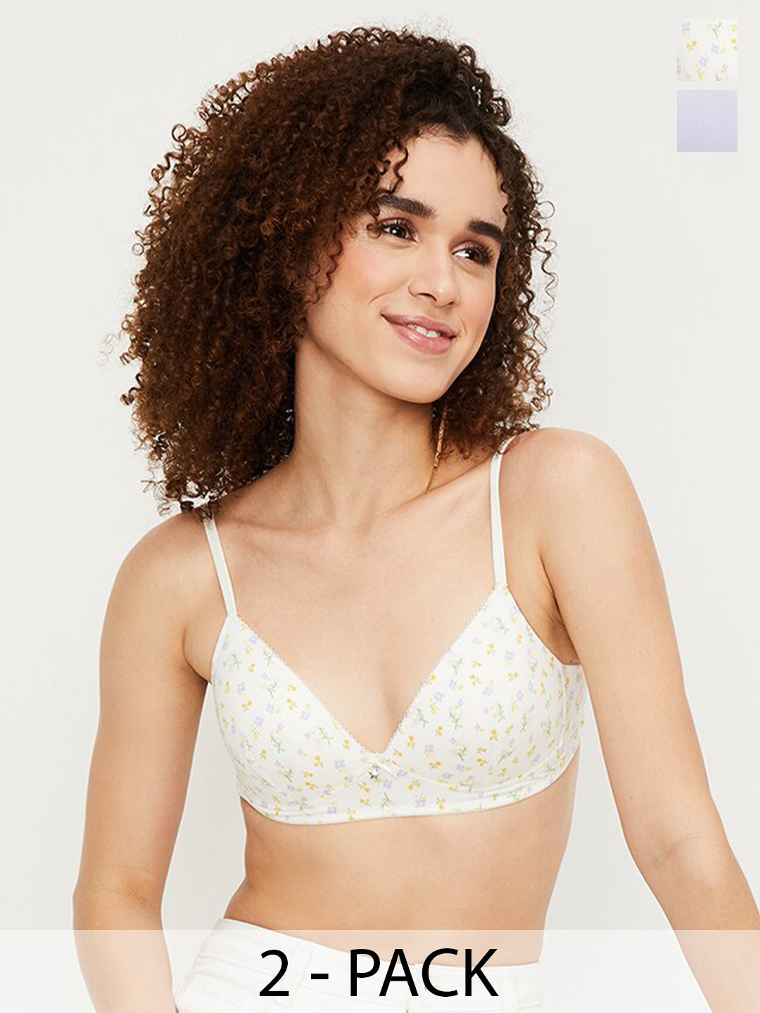 

max Pack Of 2 Non-Wired Lightly Padded Seamless Everyday Bra With All Day Comfort, Lavender