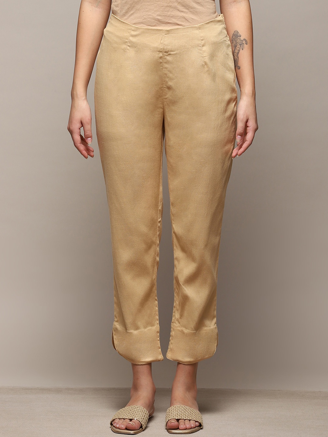 

Biba Women Relaxed Straight Leg Cigarette Trousers, Beige