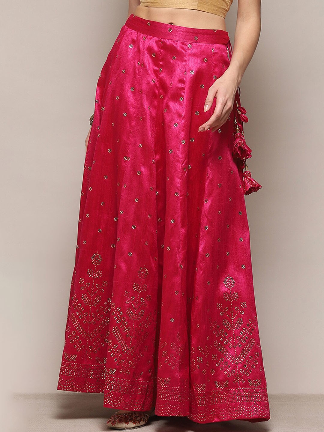 

Biba Woven Design Maxi Flared A-Line Skirt, Fuchsia