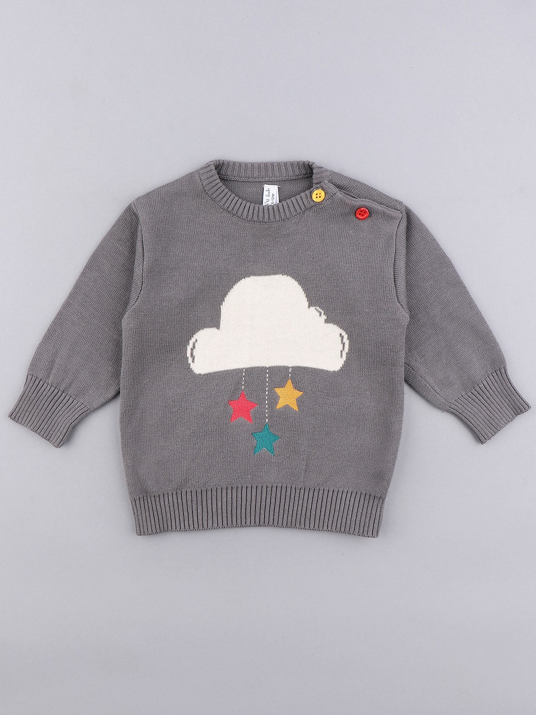 

Cot'N Soft Boys Graphic Printed Woollen Pullover Sweater, Grey