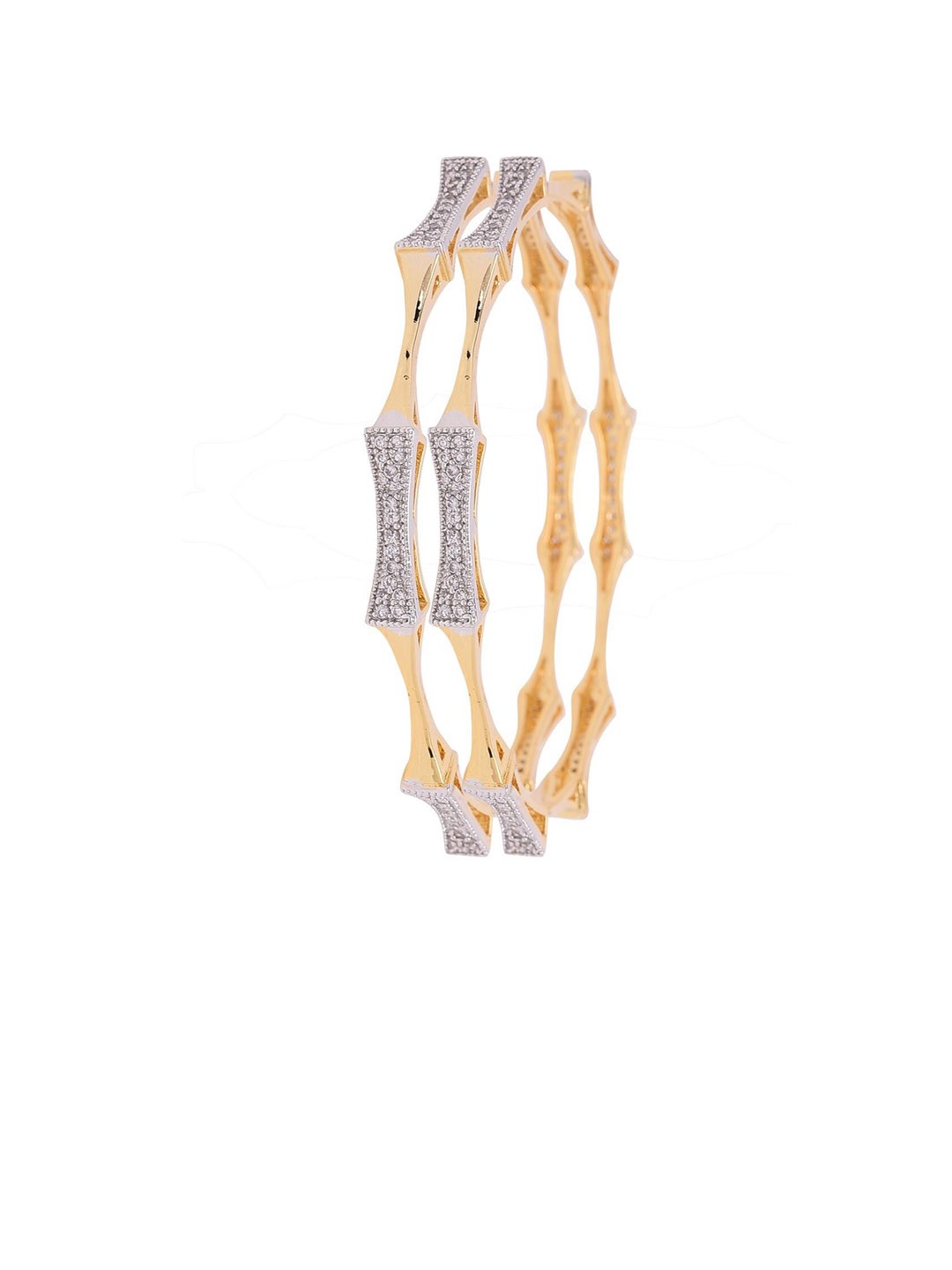 

RATNAVALI JEWELS Set Of 2 Gold-Plated AD-Studded Bangles