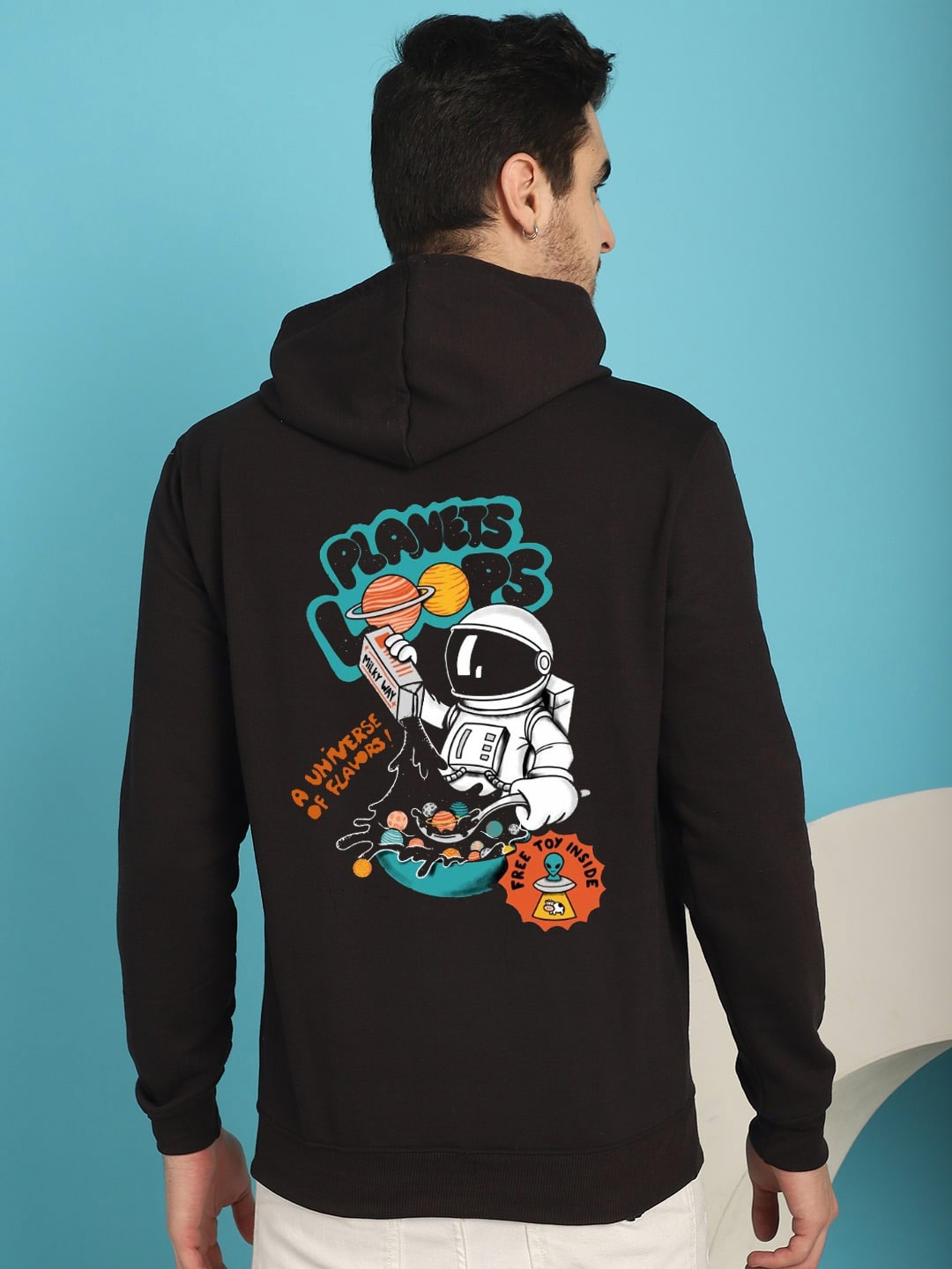

YOU FOREVER Graphic Printed Hooded Fleece Pullover Sweatshirt, Black