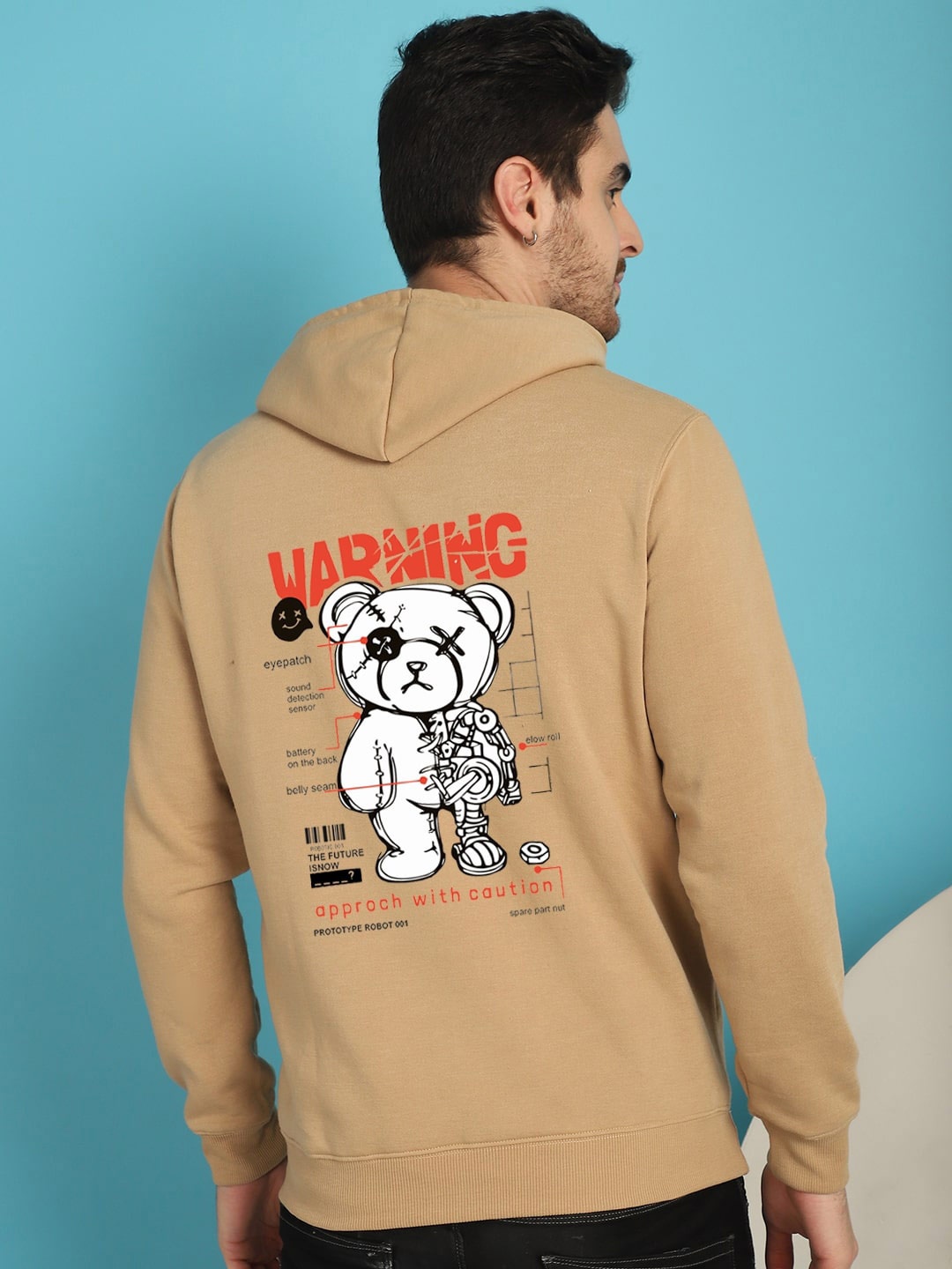 

YOU FOREVER Graphic Printed Hooded Sweatshirt, Beige