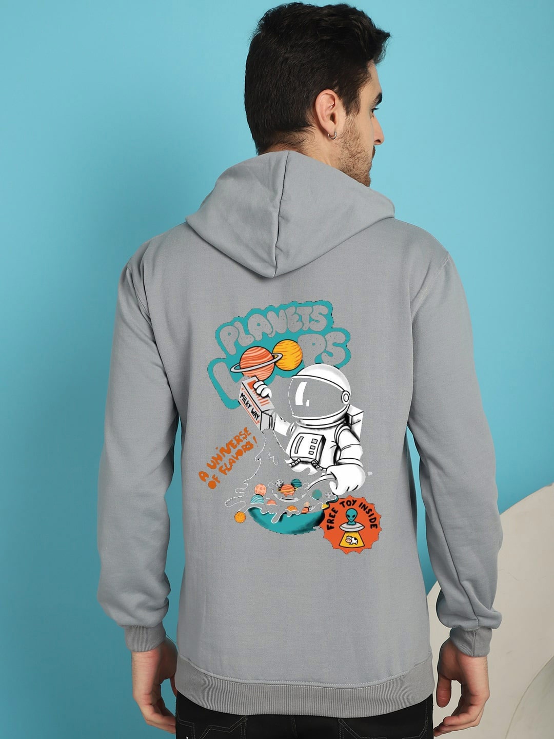 

YOU FOREVER Graphic Printed Hooded Sweatshirt, Grey