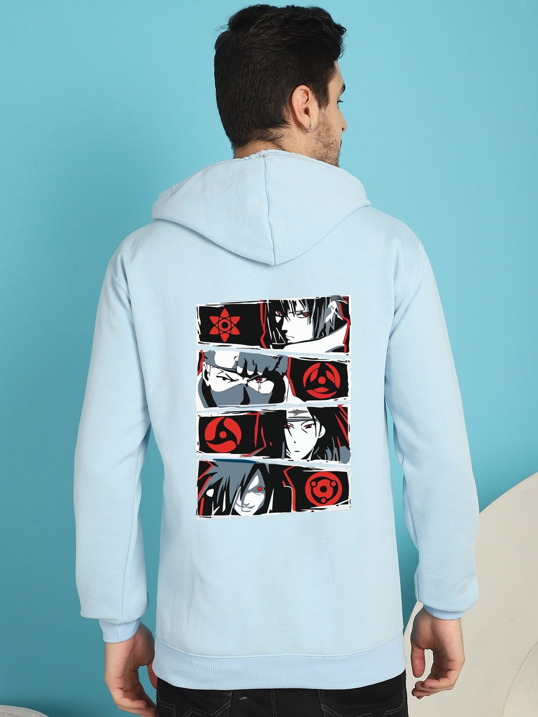 

YOU FOREVER Naruto Printed Hooded Fleece Pullover Sweatshirt, Blue