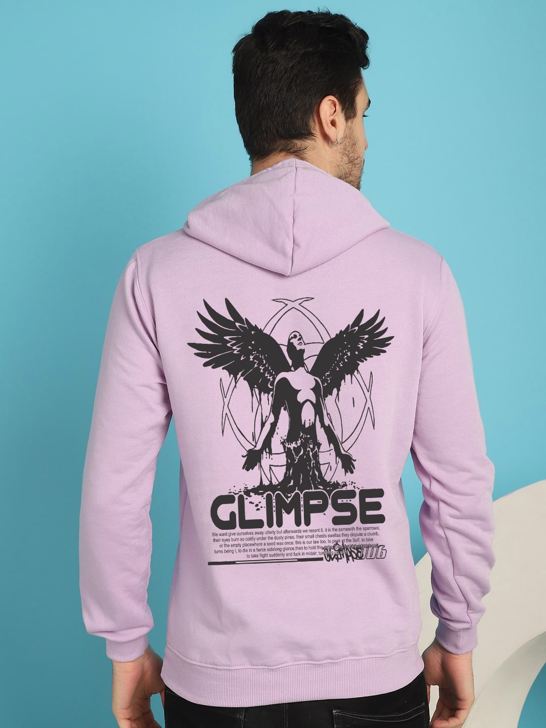 

YOU FOREVER Graphic Printed Hooded Fleece Pullover Sweatshirt, Lavender