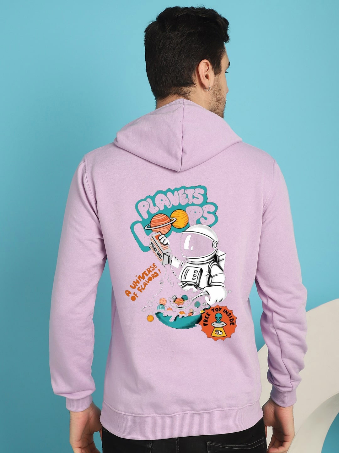 

YOU FOREVER Graphic Printed Hooded Neck Long Sleeve Pullover Sweatshirt, Lavender