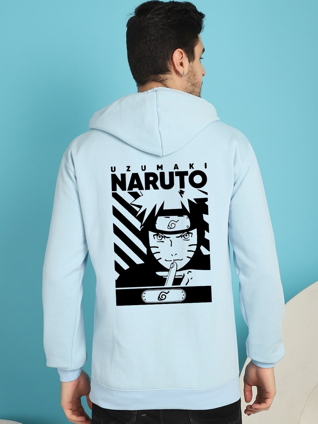 

YOU FOREVER Naruto Printed Hooded Fleece Pullover Sweatshirt, Blue