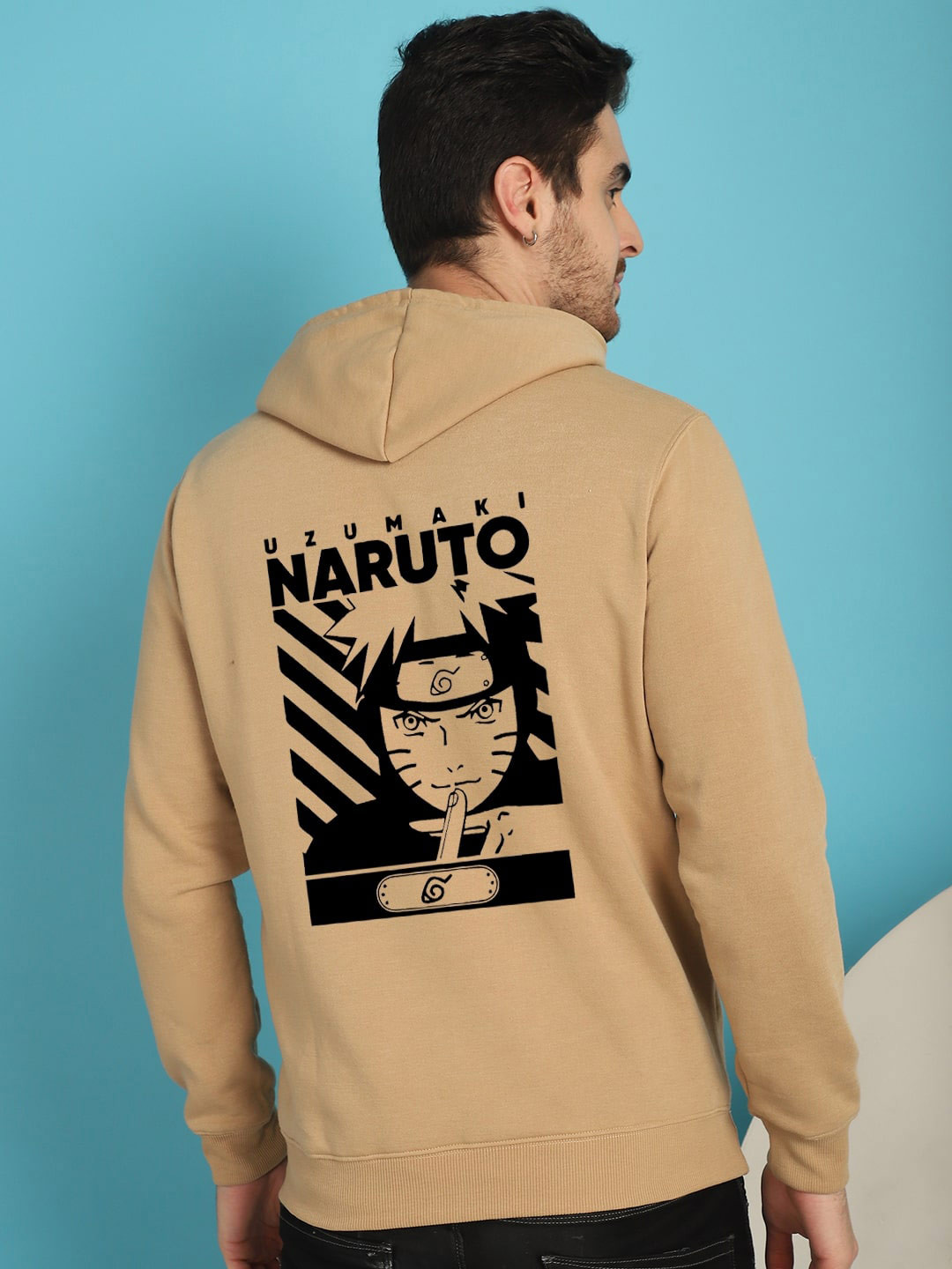 

YOU FOREVER Naruto Printed Hooded Fleece Sweatshirt, Beige