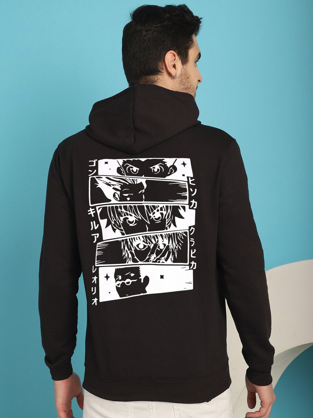 

YOU FOREVER Graphic Printed Hooded Neck Long Sleeve Pullover Sweatshirt, Black