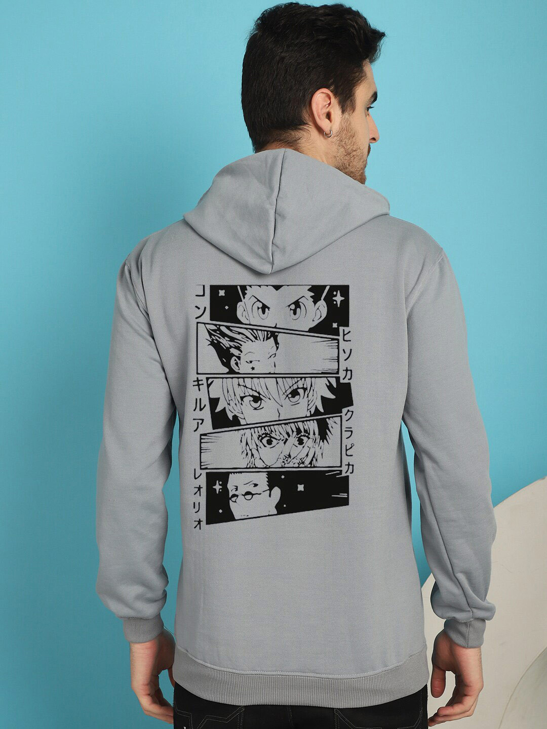 

YOU FOREVER Graphic Printed Hooded Fleece Sweatshirt, Grey