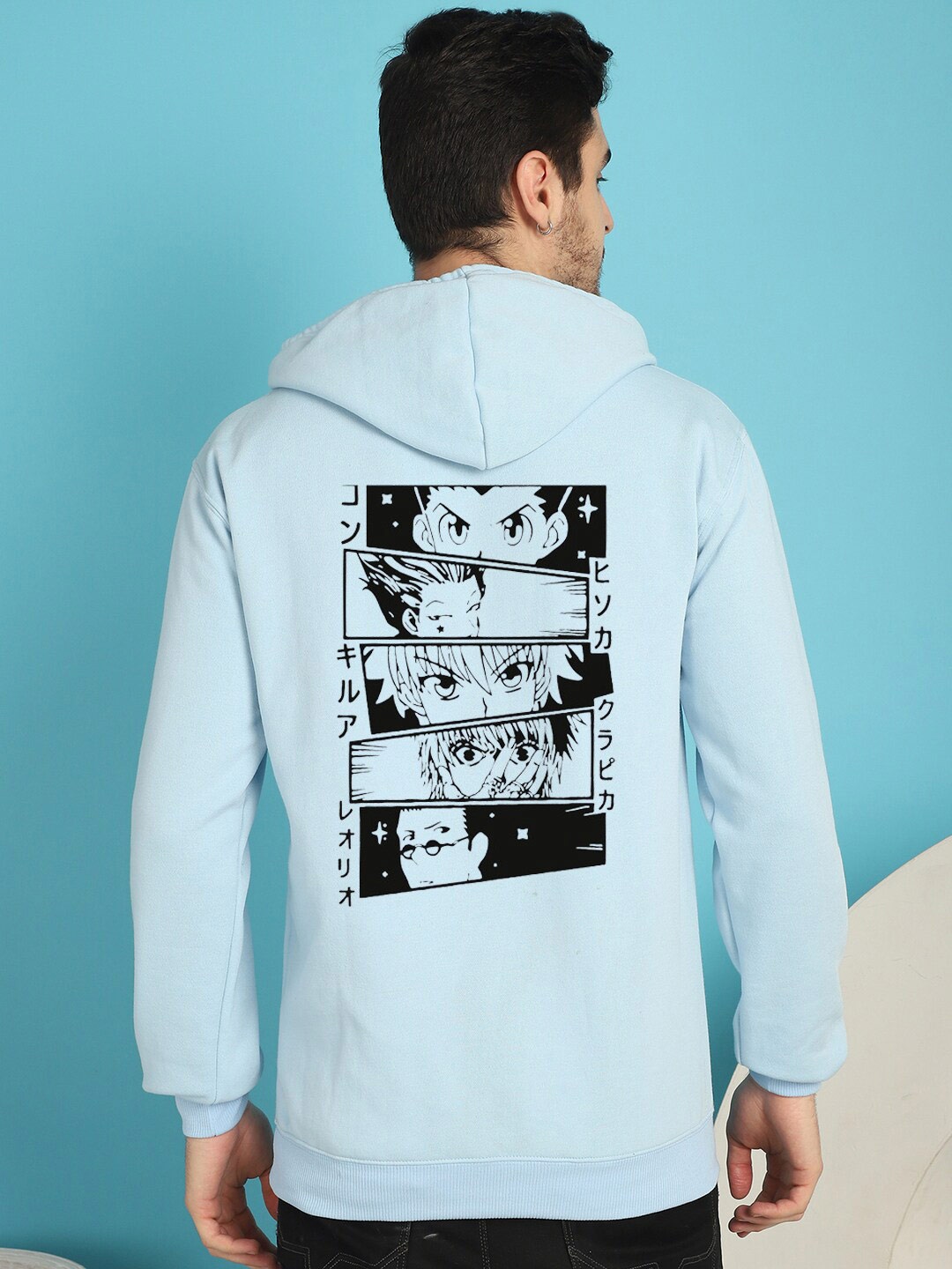 

YOU FOREVER Graphic Printed Hooded Fleece Sweatshirt, Blue