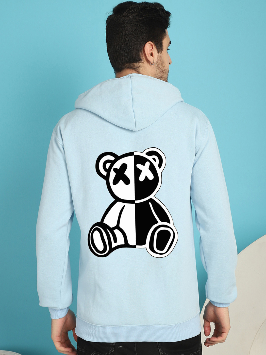 

YOU FOREVER Graphic Printed Hooded Fleece Sweatshirt, Blue