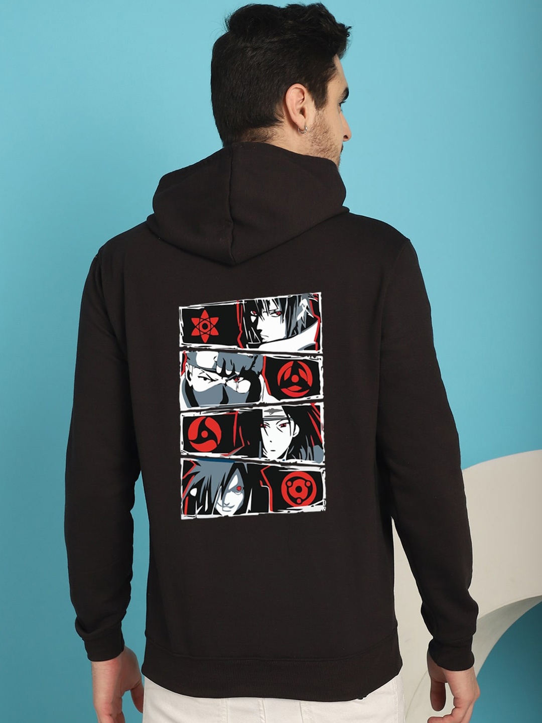 

YOU FOREVER Typography Printed Hooded Fleece Pullover Sweatshirt, Black