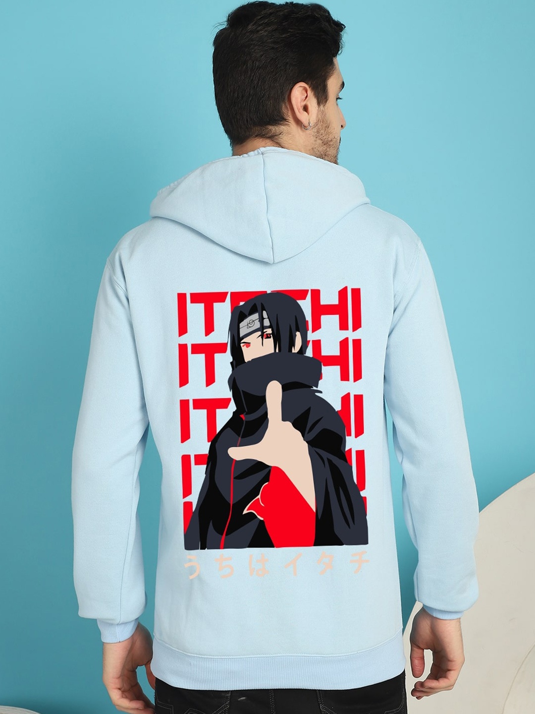 

YOU FOREVER Graphic Anime Printed Hooded Fleece Pullover Sweatshirt, Blue