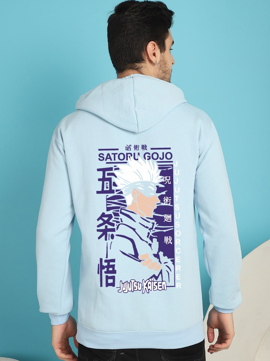 

YOU FOREVER Graphic Printed Hooded Neck Long Sleeve Pullover Sweatshirt, Blue