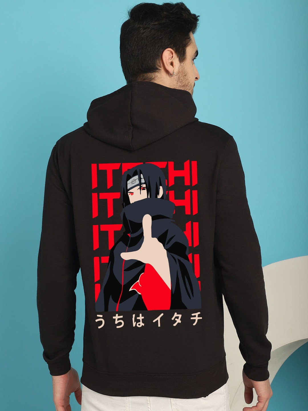 

YOU FOREVER Typography Printed Fleece Hooded Sweatshirt, Black