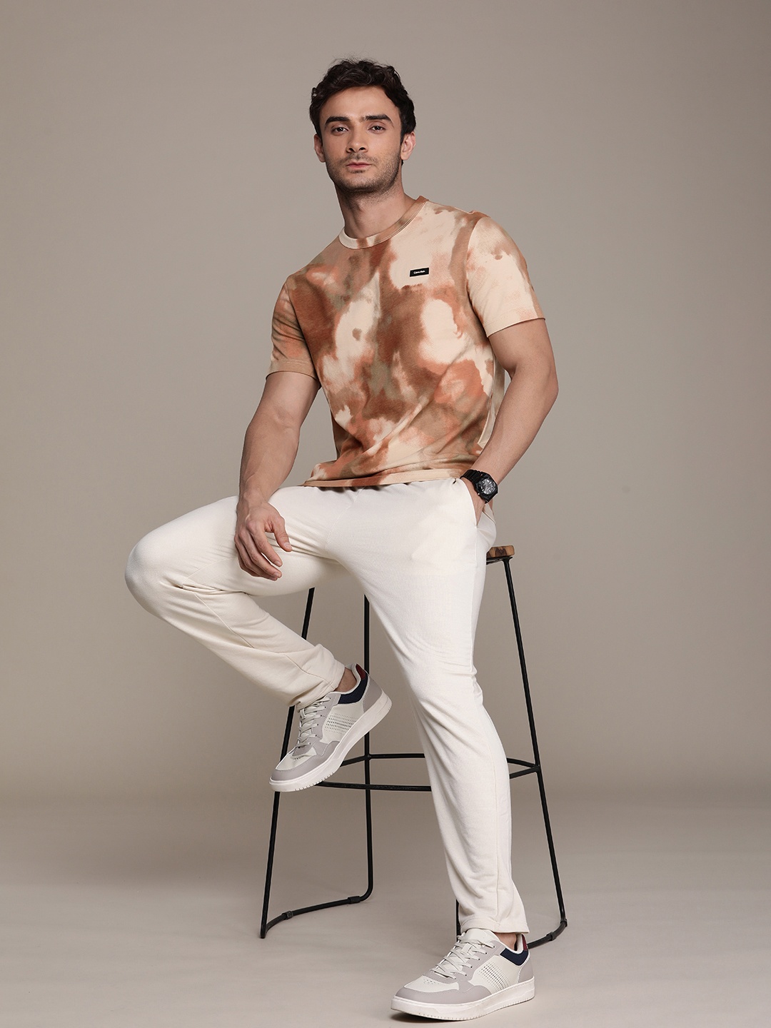 

Calvin Klein Jeans Camouflage Printed Pure Cotton T-shirt, Beige
